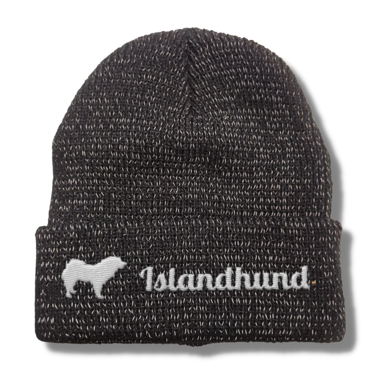 Islandhund reflektierende Mütze Stickerei Hund Winter Strickmütze reflex Beanie warm