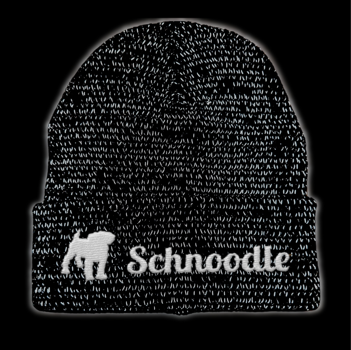 Schnoodle reflektierende Mütze Stickerei Hund Winter Strickmütze reflex Beanie warm kalt
