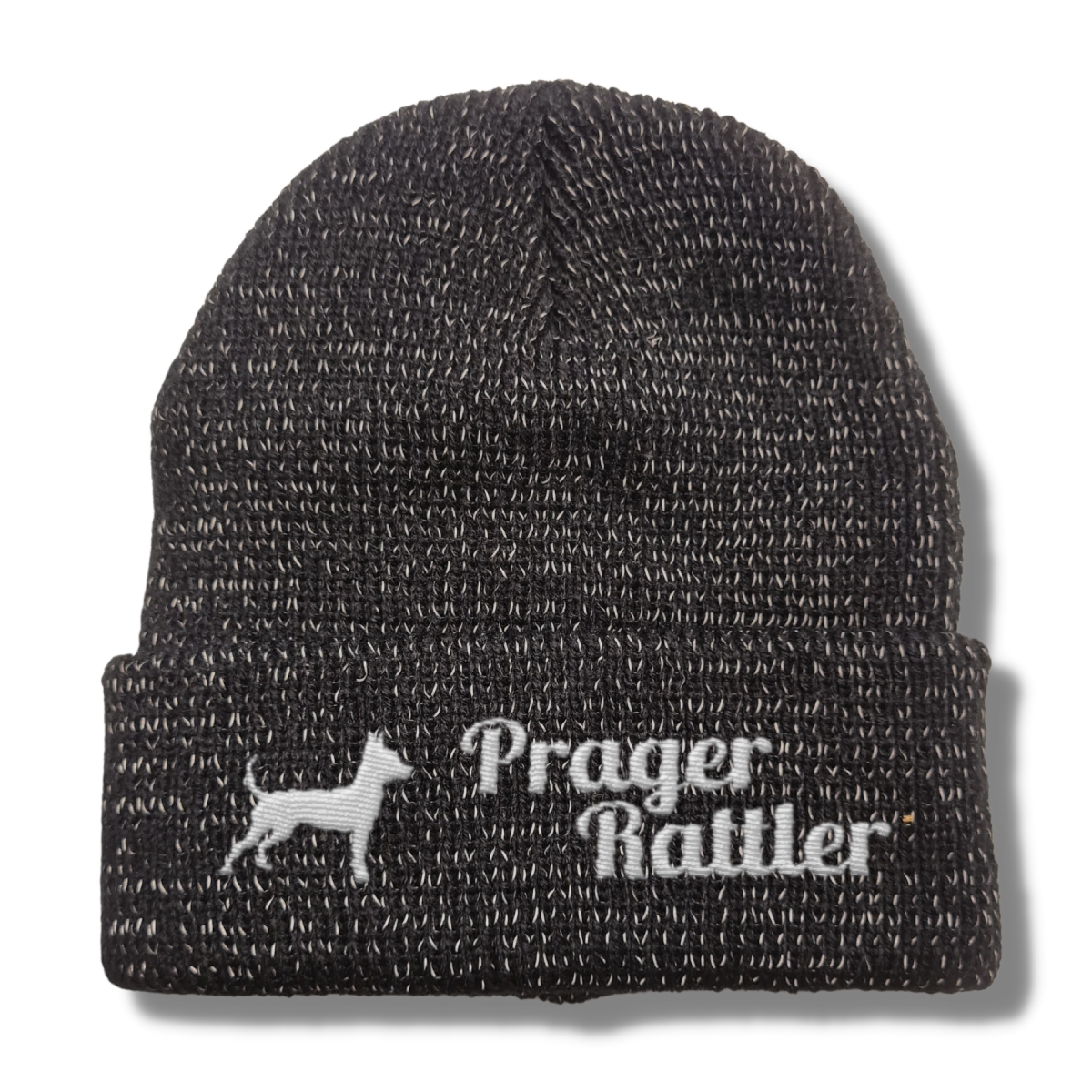 Prager Rattler reflektierende Mütze Stickerei Hund Winter Strickmütze reflex Beanie warm kalt