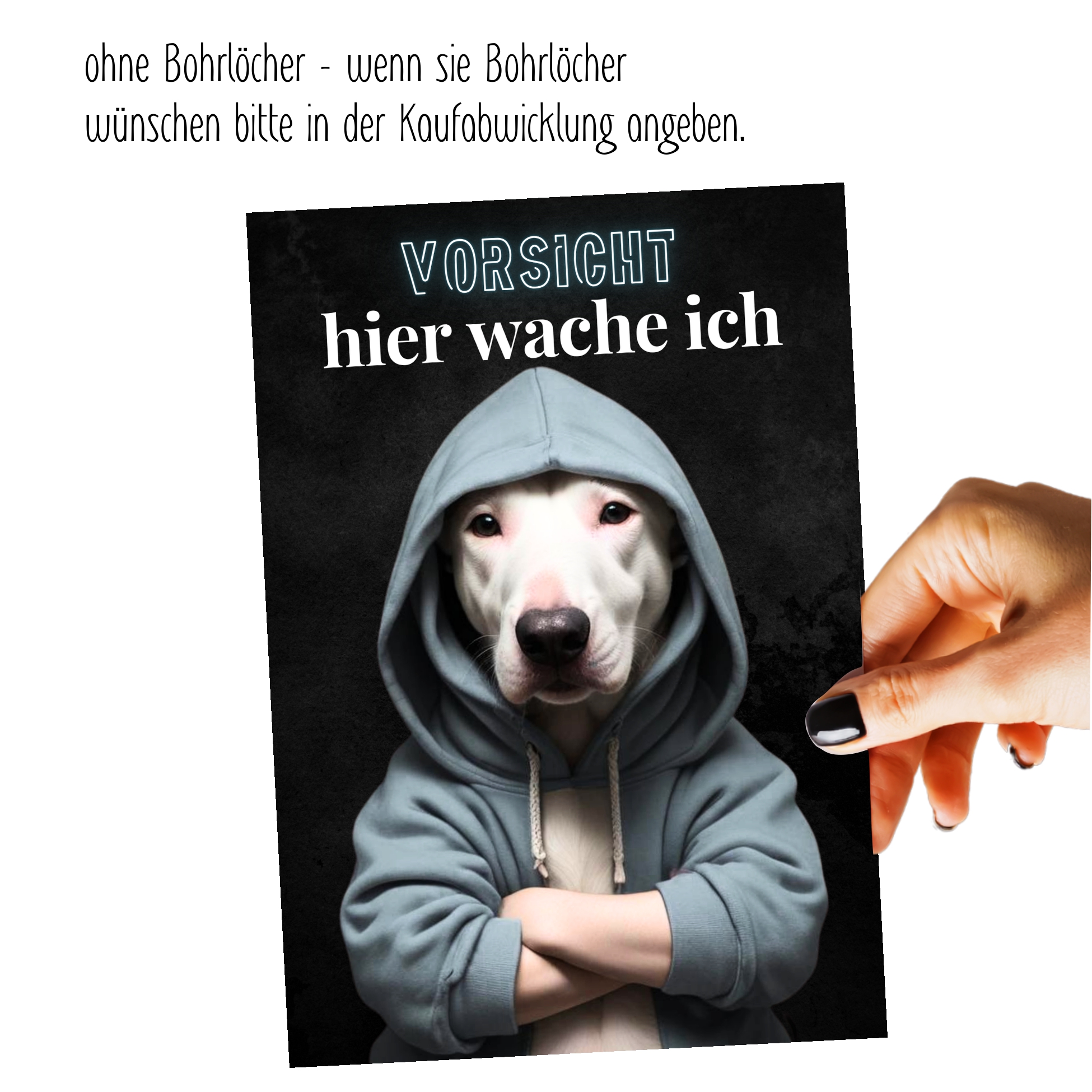 Hundeschild Schild Vorsicht Bullterrier Dog Spruch Türschild Warnschild Hund hier wache ich