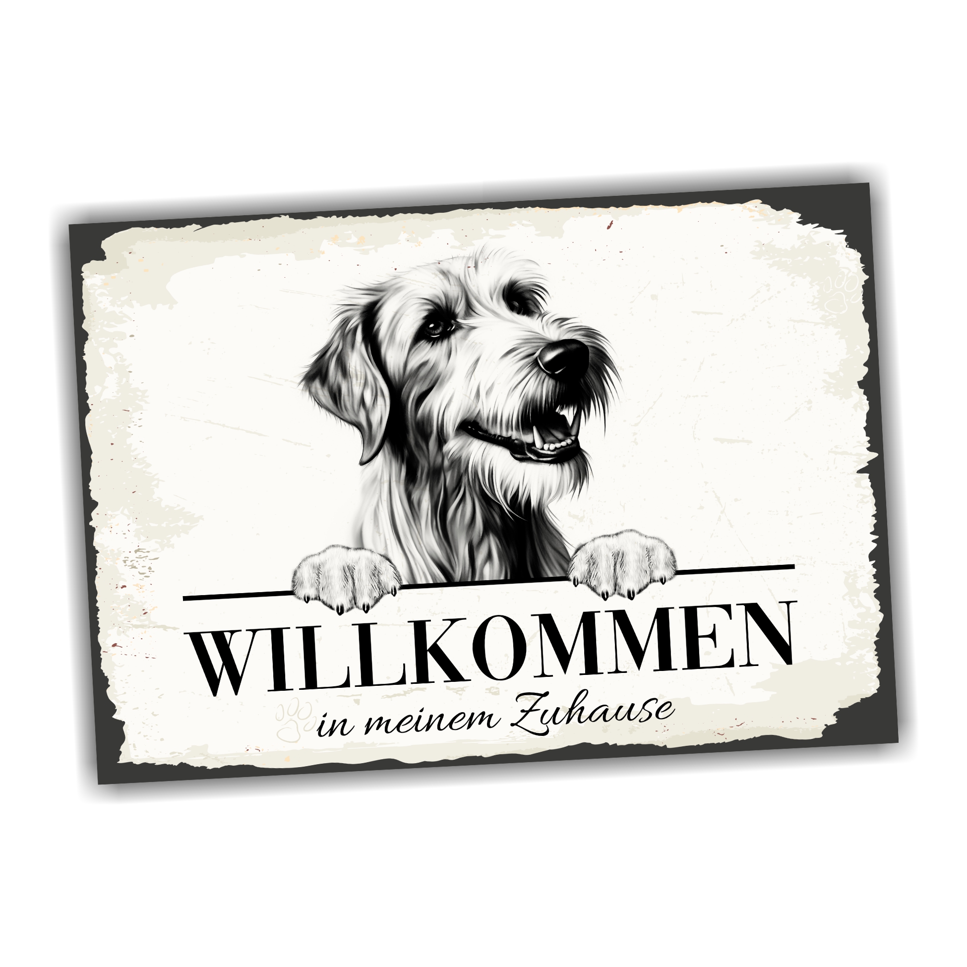 Hundeschild Willkommen Zuhause Irish Wolfhound Schild Achtung Spruch