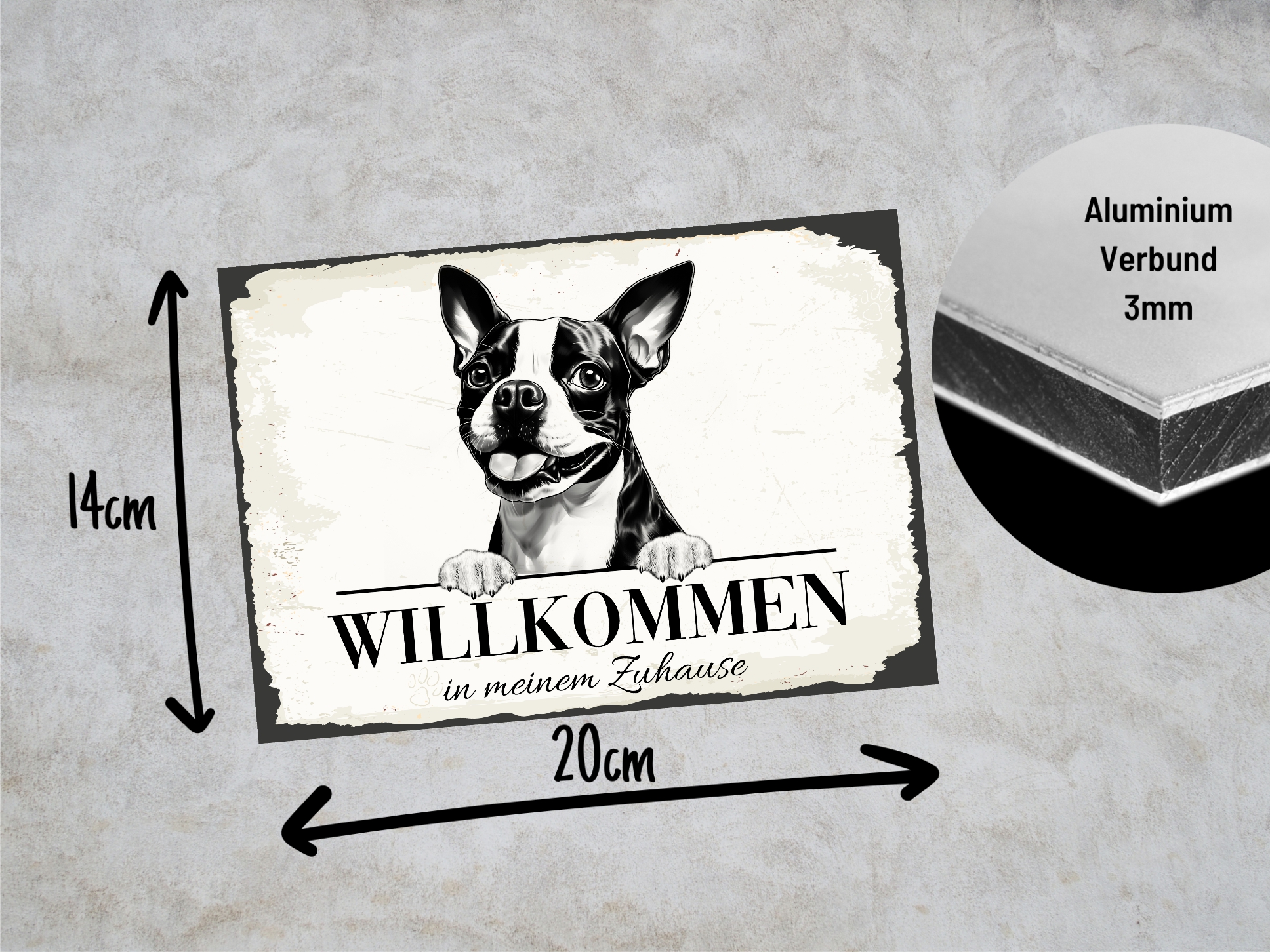Hundeschild Willkommen Zuhause Boston Terrier Bostie Schild Achtung