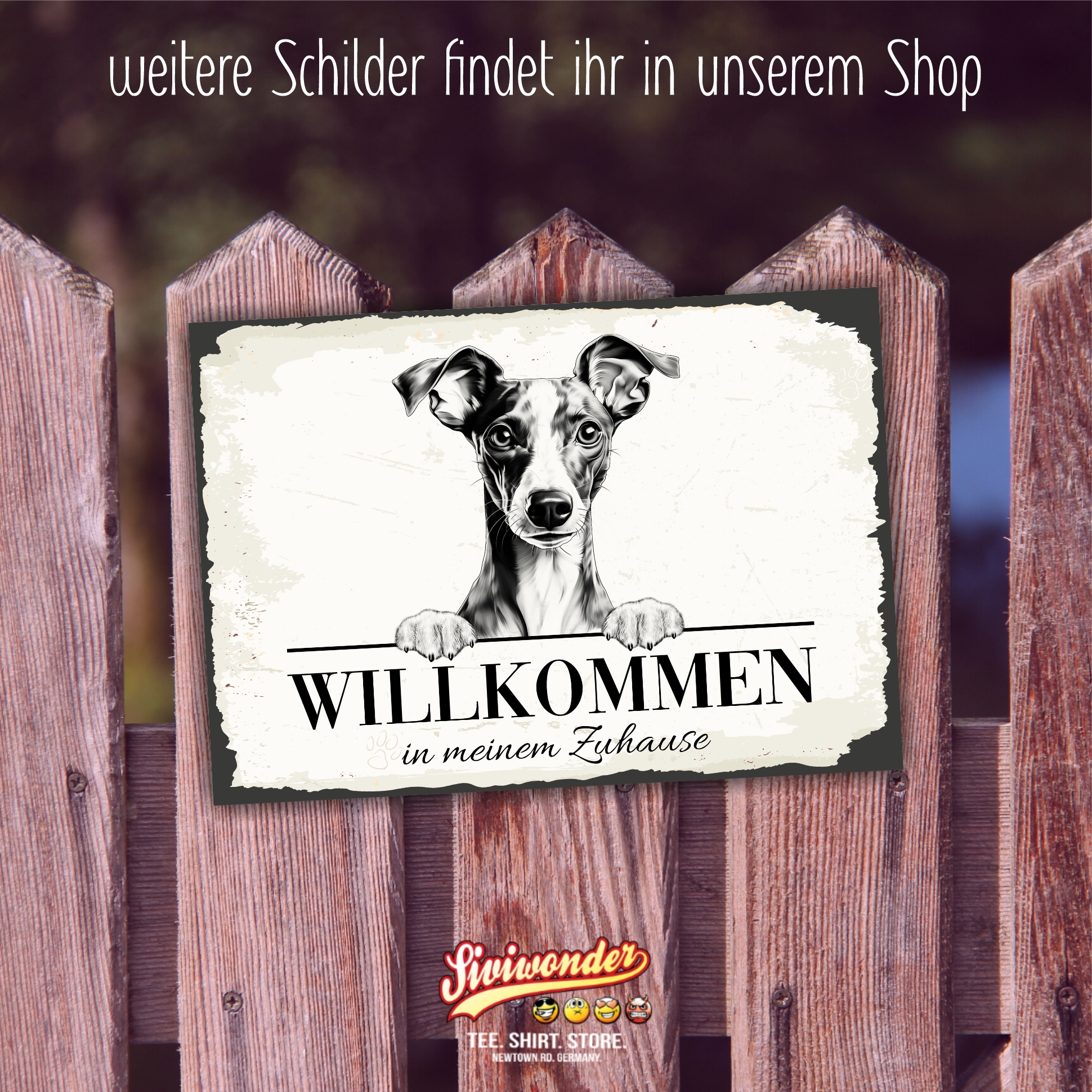 Hundeschild Willkommen Zuhause Italienisches Windspiel Schild