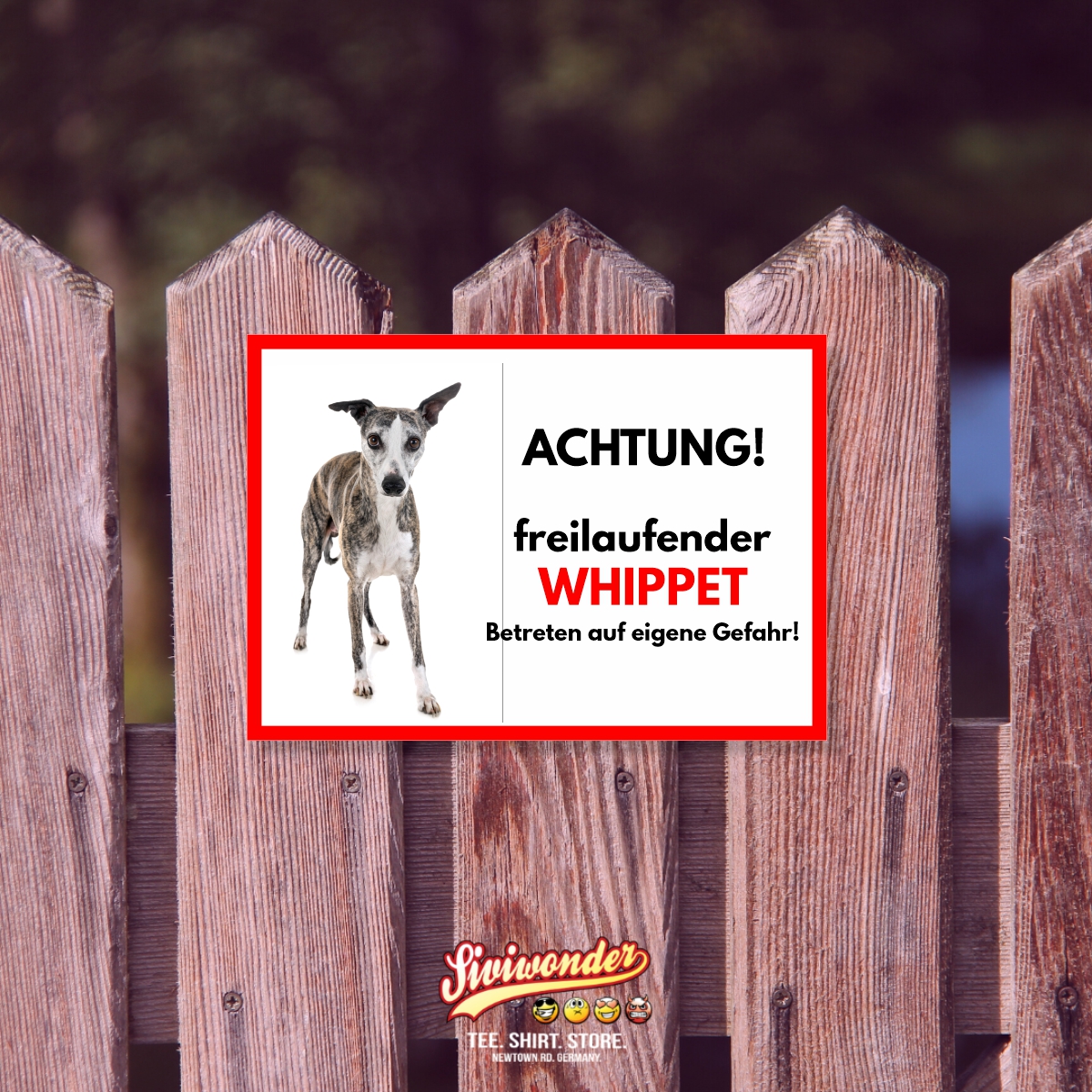Whippet Freilaufender Hund Dog Schild Spruch Türschild Hundeschild Warnschild