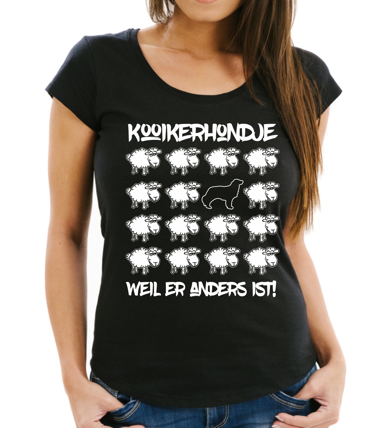 KOOIKERHONDJE DAMEN T-SHIRT BLACK SHEEP by SIVIWONDER