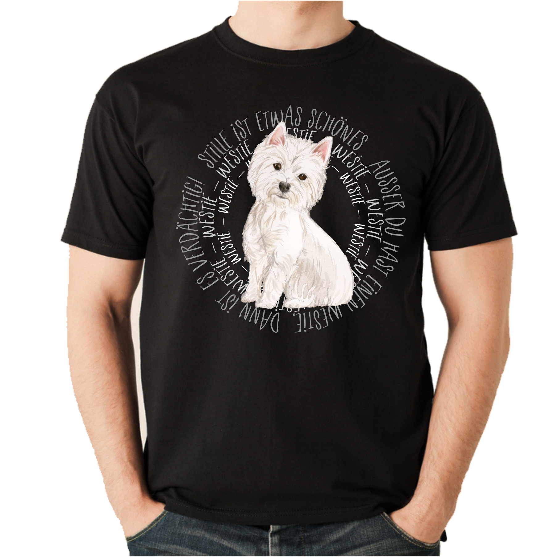 WESTIE UNISEX T-SHIRT CIRCLE Watercolor by SIVIWONDER
