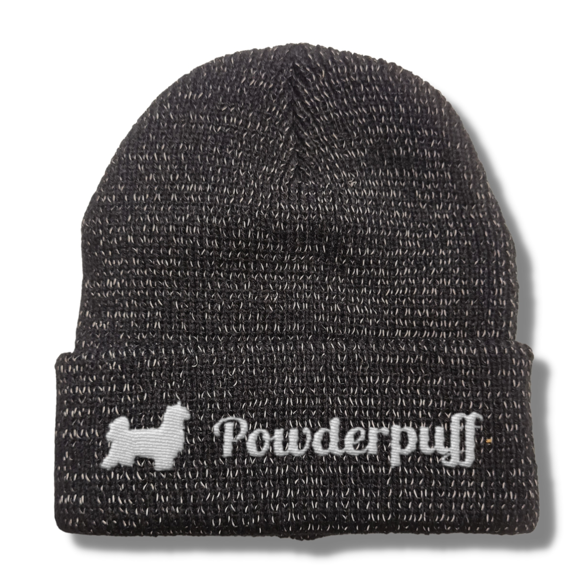 Powderpuff reflektierende Mütze Stickerei Hund Winter Strickmütze reflex Beanie warm kalt