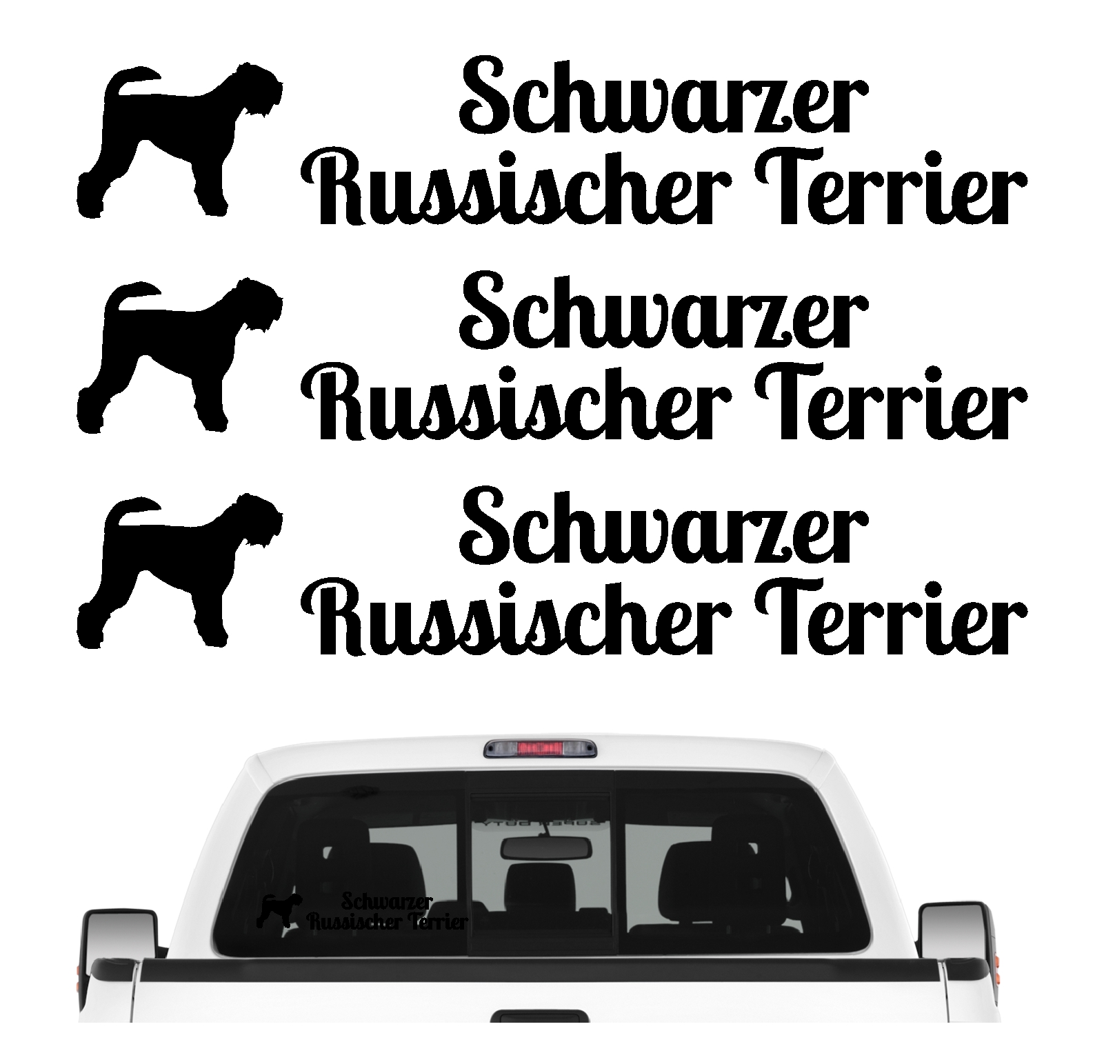 Schwarzer Russischer Terrier 3er Set  AUTOAUFKLEBER Aufkleber Hunde Hundemotiv by SIVIWONDER