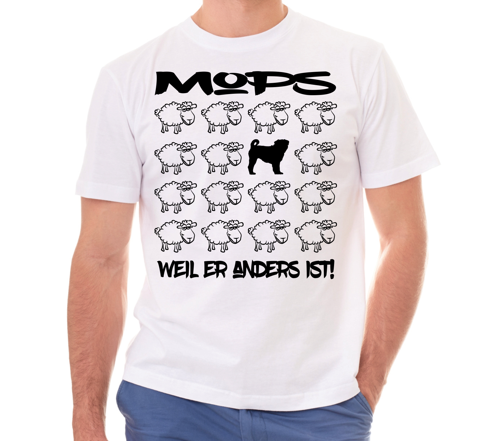 MOPS UNISEX T-SHIRT BLACK SHEEP by SIVIWONDER