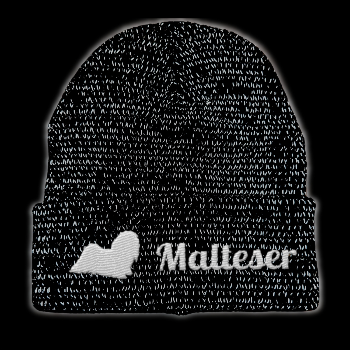 Malteser reflektierende Mütze Stickerei Hund Winter Strickmütze reflex Beanie warm