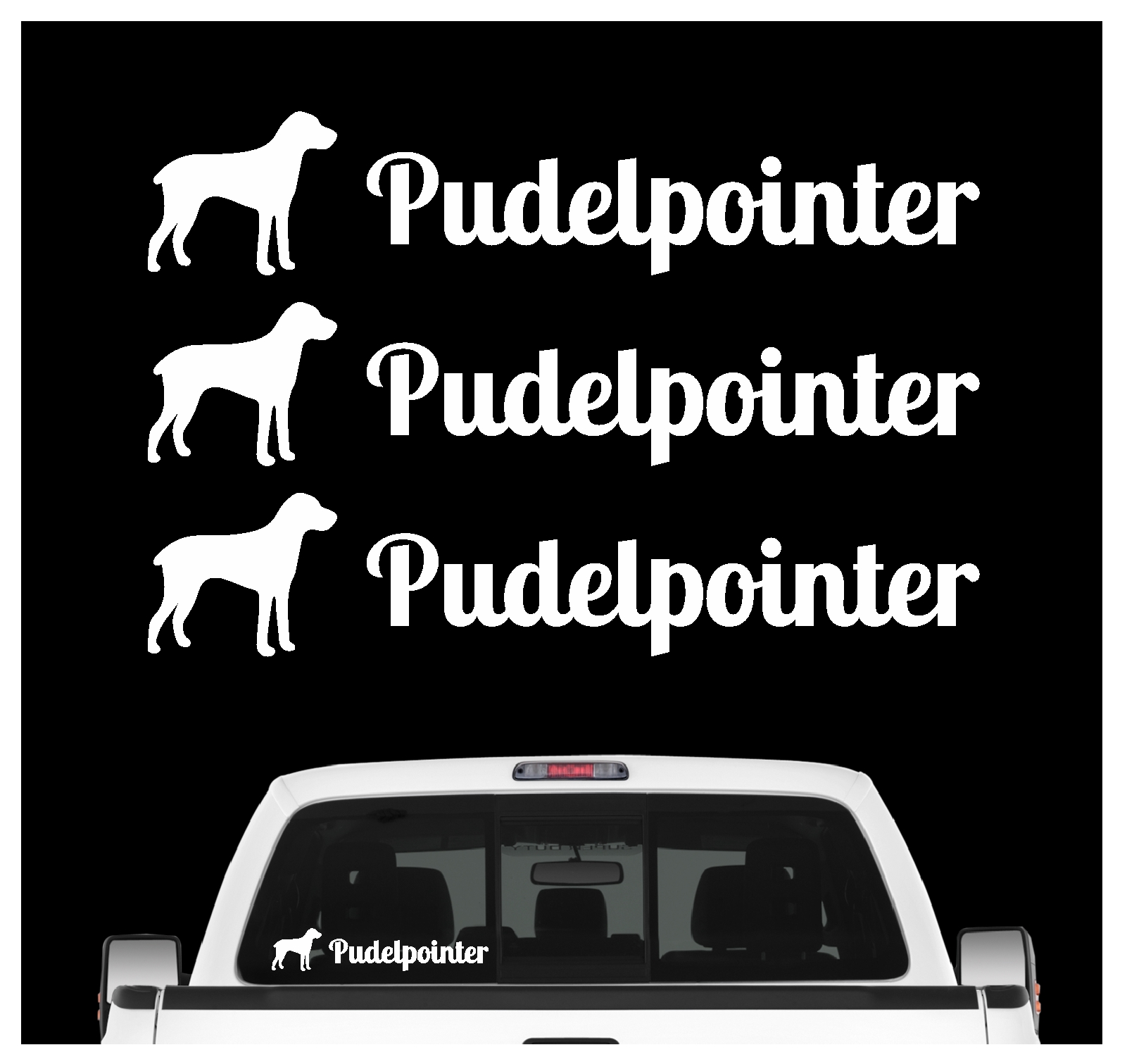 Pudelpointer Vorstehhund Aufkleber 3er Set Hundeaufkleber Hundemotiv Hund Folie-Copy