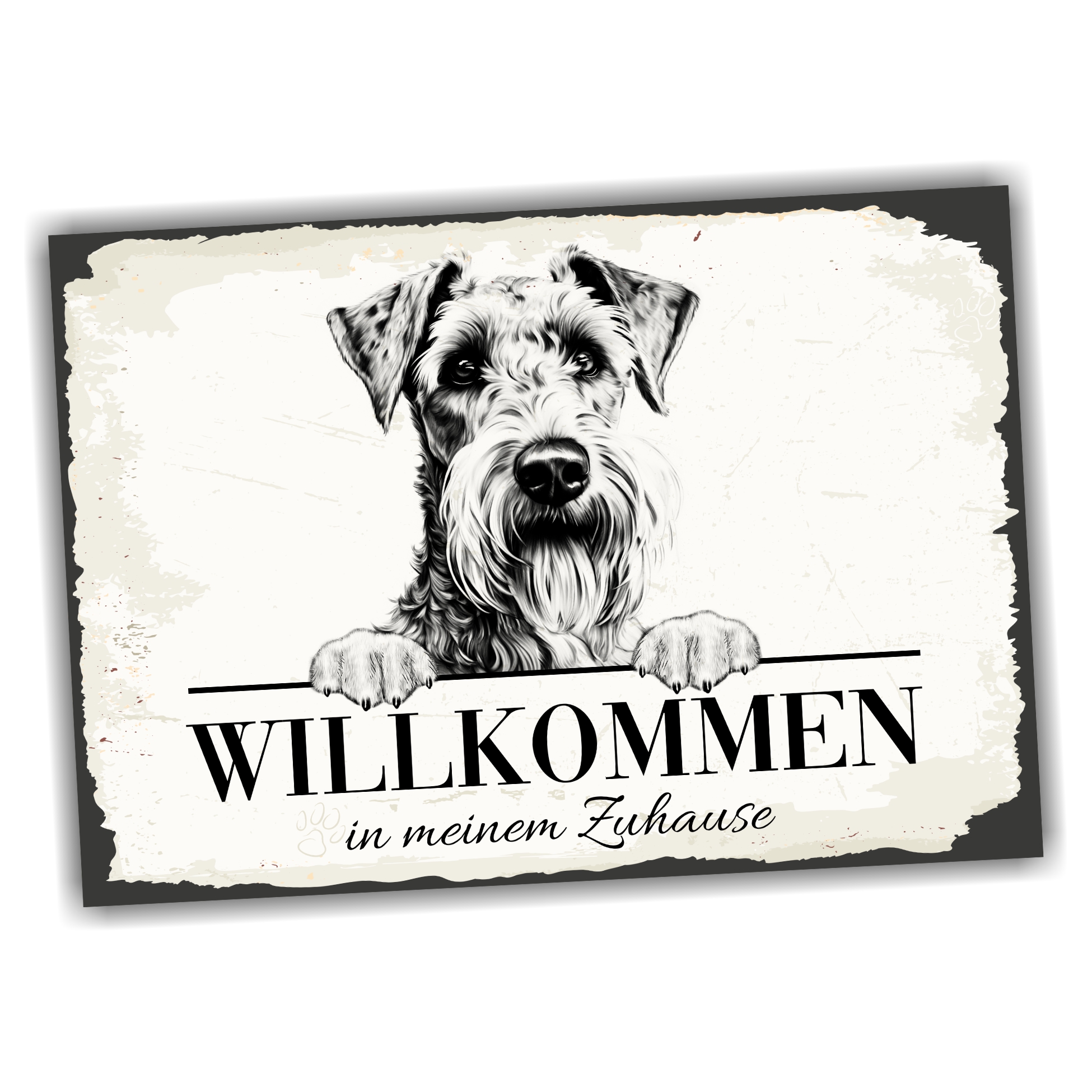Hundeschild Willkommen Zuhause Airedale Terrier Schild Achtung Spruch