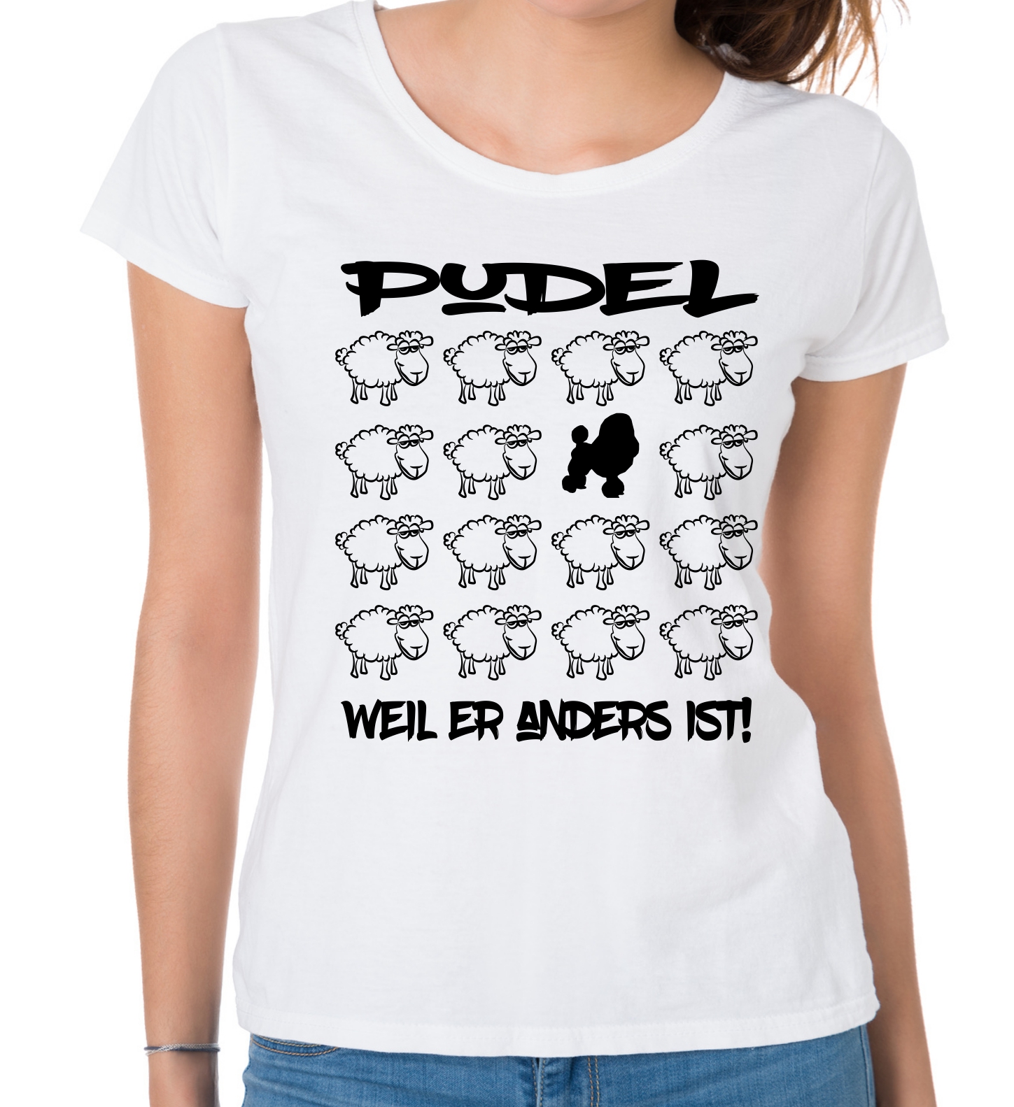 PUDEL DAMEN T-SHIRT BLACK SHEEP by SIVIWONDER