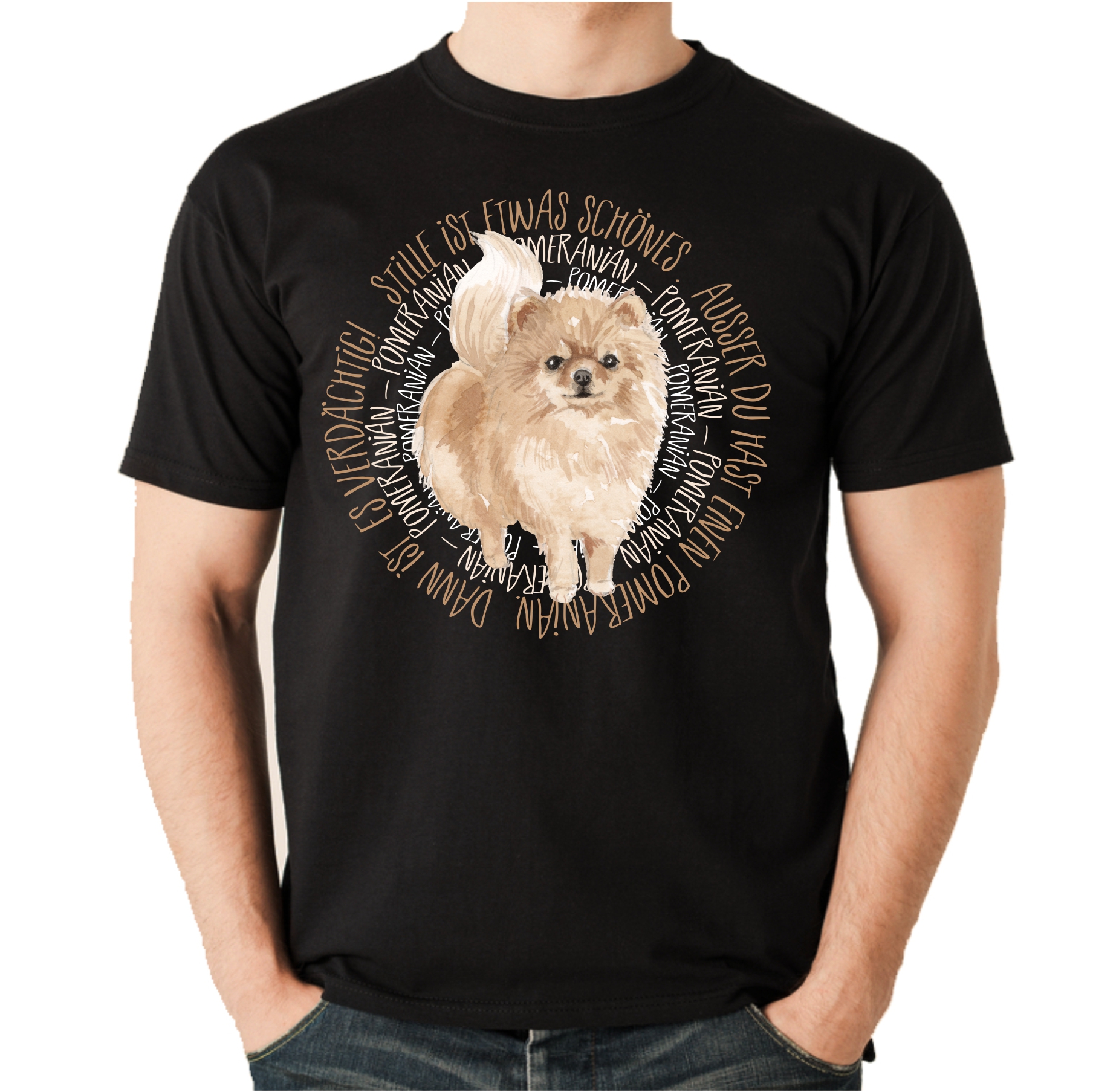 POMERANIAN UNISEX T-SHIRT CIRCLE Watercolor by SIVIWONDER