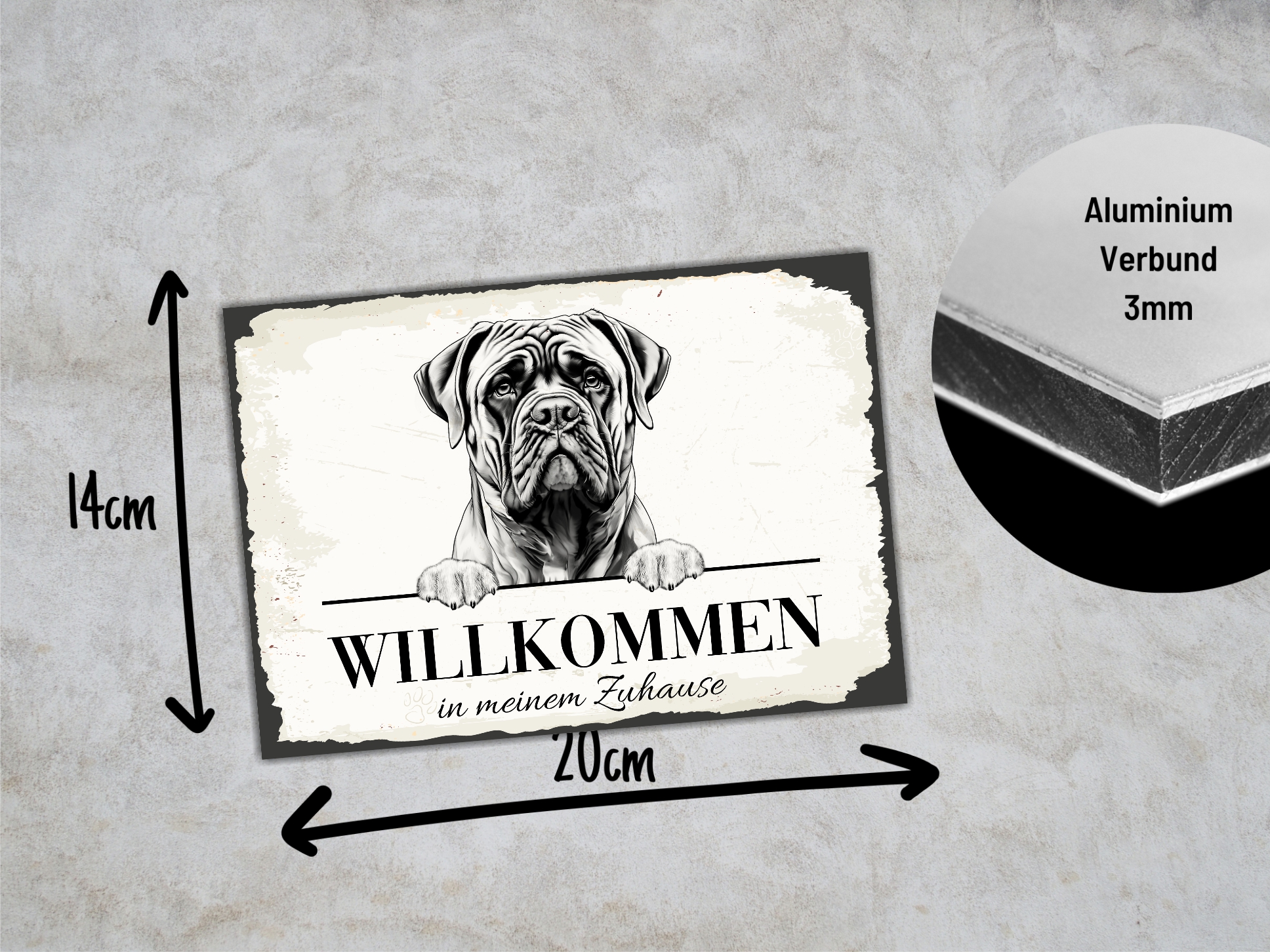 Hundeschild Willkommen Zuhause Bullmastiff Mastiff Schild Achtung