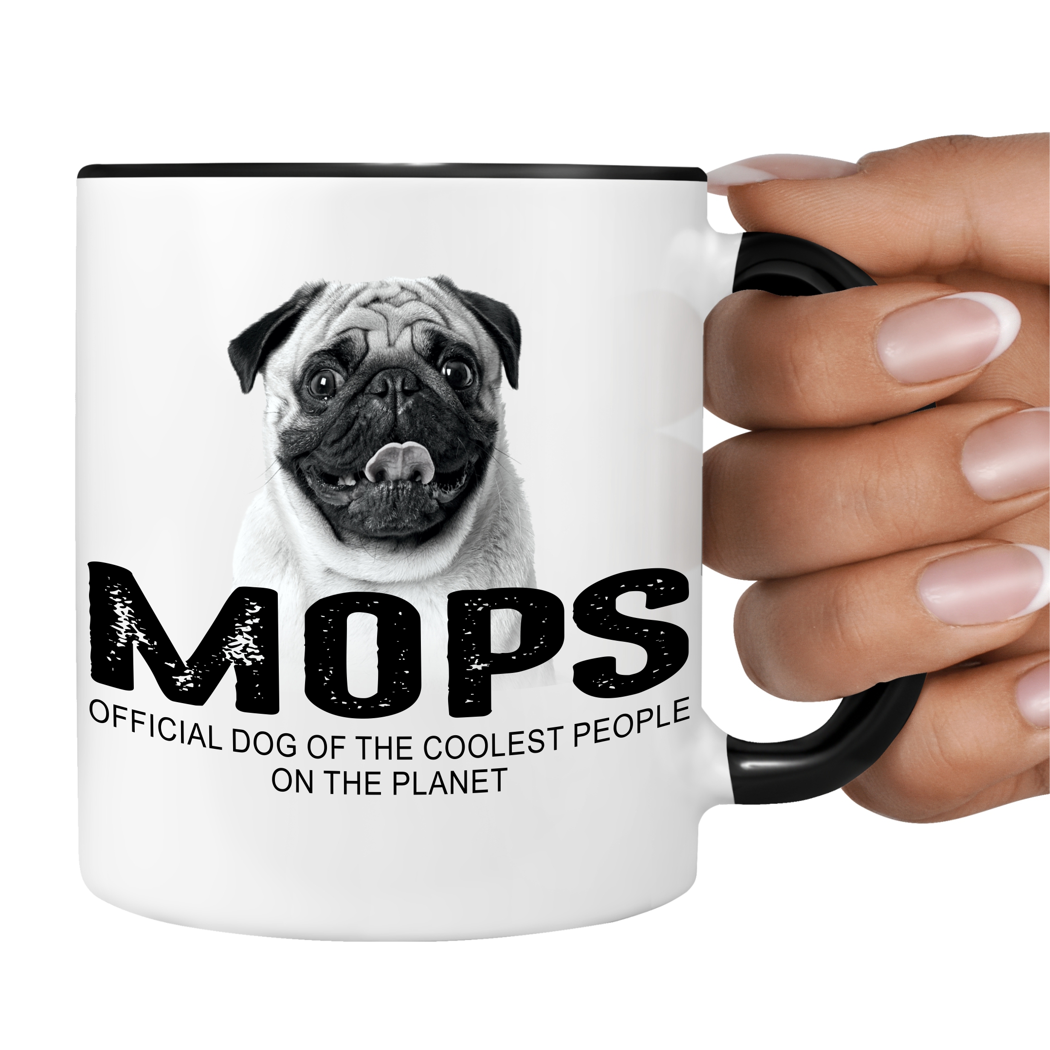 Mops Pug Carlino Chinese pug Dutch bulldog  Dutch mastiff Mini mastiff  Carlin Doguillo Dog Tasse Kaffeetasse Kaffeebecher happy Design by Siviwonder
