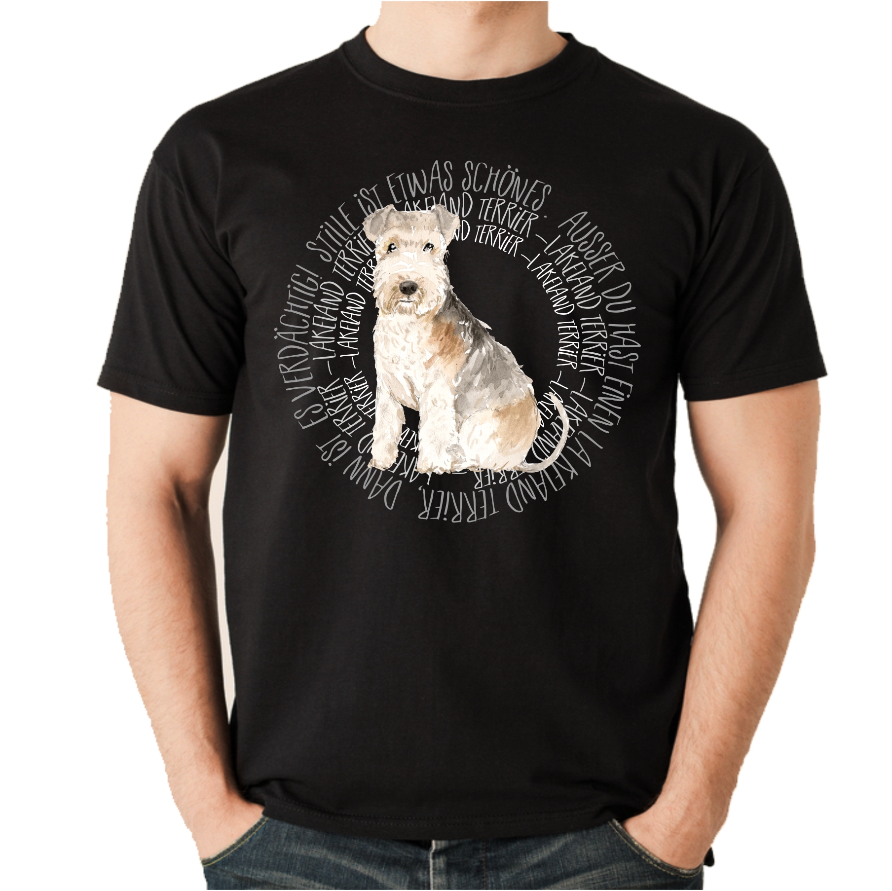 LAKELAND TERRIER UNISEX T-SHIRT CIRCLE Watercolor by SIVIWONDER