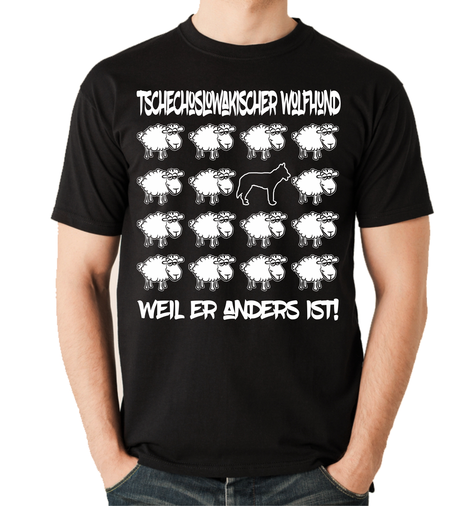 TSCHECHOSLOWAKISCHER WOLFSHUND UNISEX T-SHIRT BLACK SHEEP by SIVIWONDER