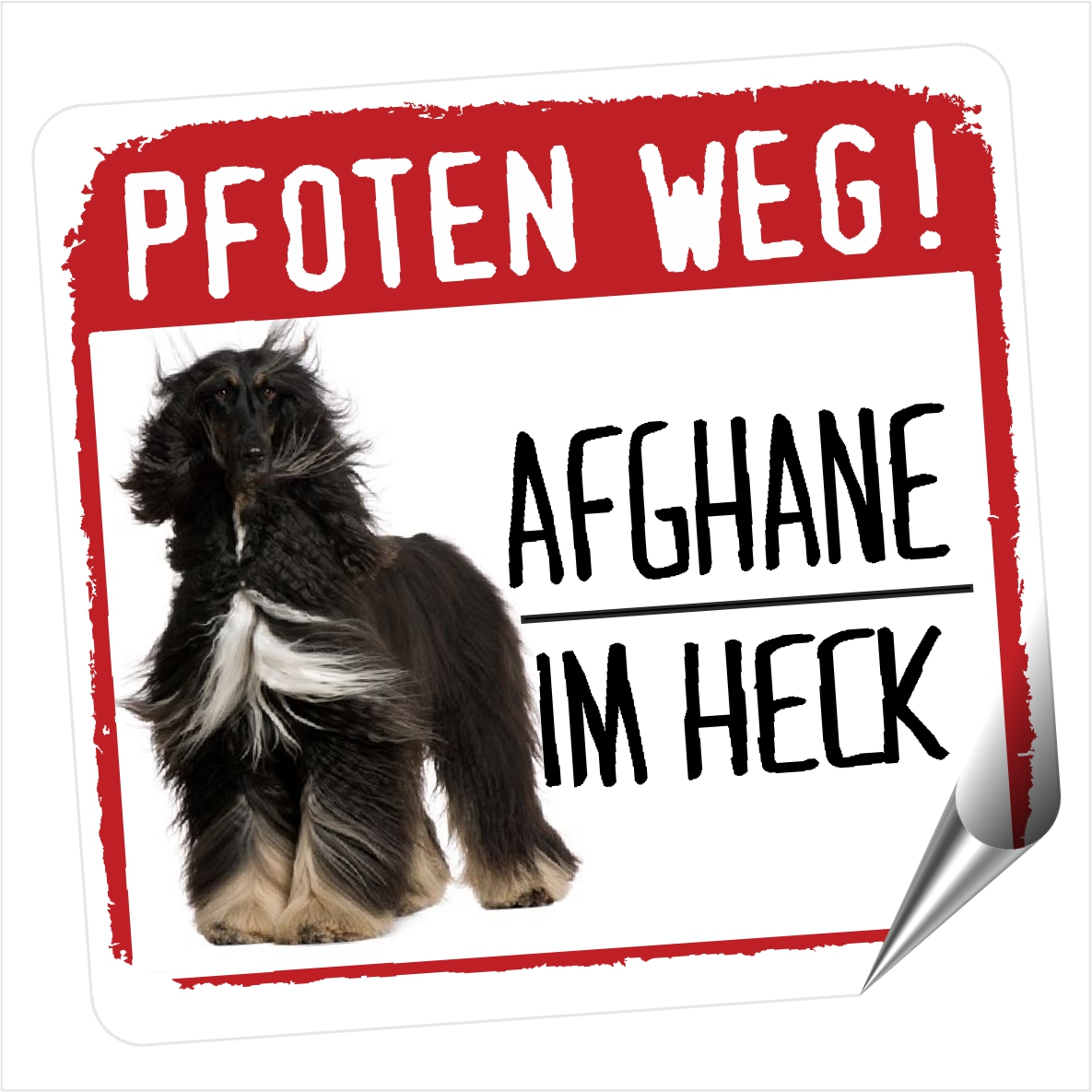 Afghane Windhund  No.2 Aufkleber PFOTEN WEG Hundeaufkleber Folie Hund