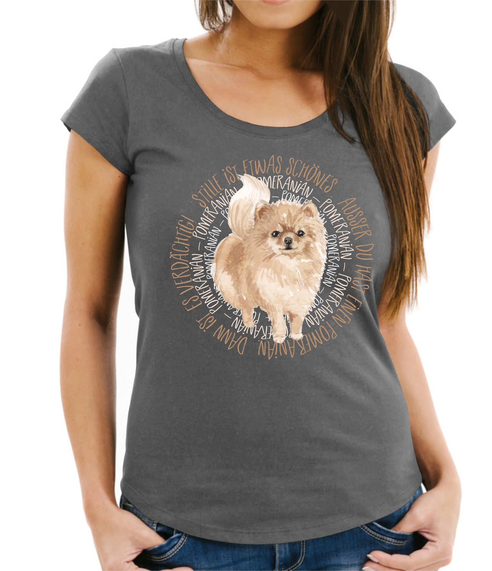 POMERANIAN DAMEN T-SHIRT CIRCLE Watercolor by SIVIWONDER
