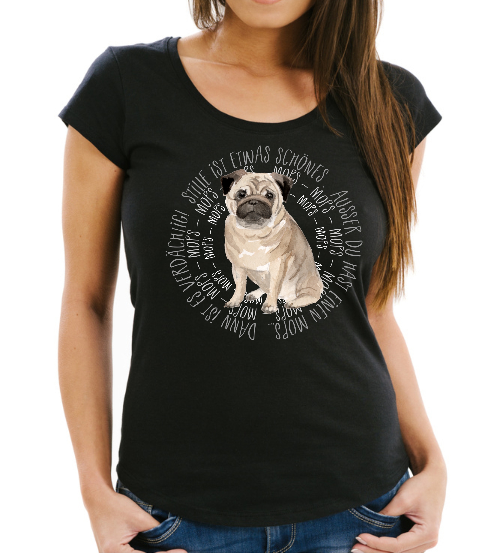 MOPS DAMEN T-SHIRT CIRCLE Watercolor by SIVIWONDER