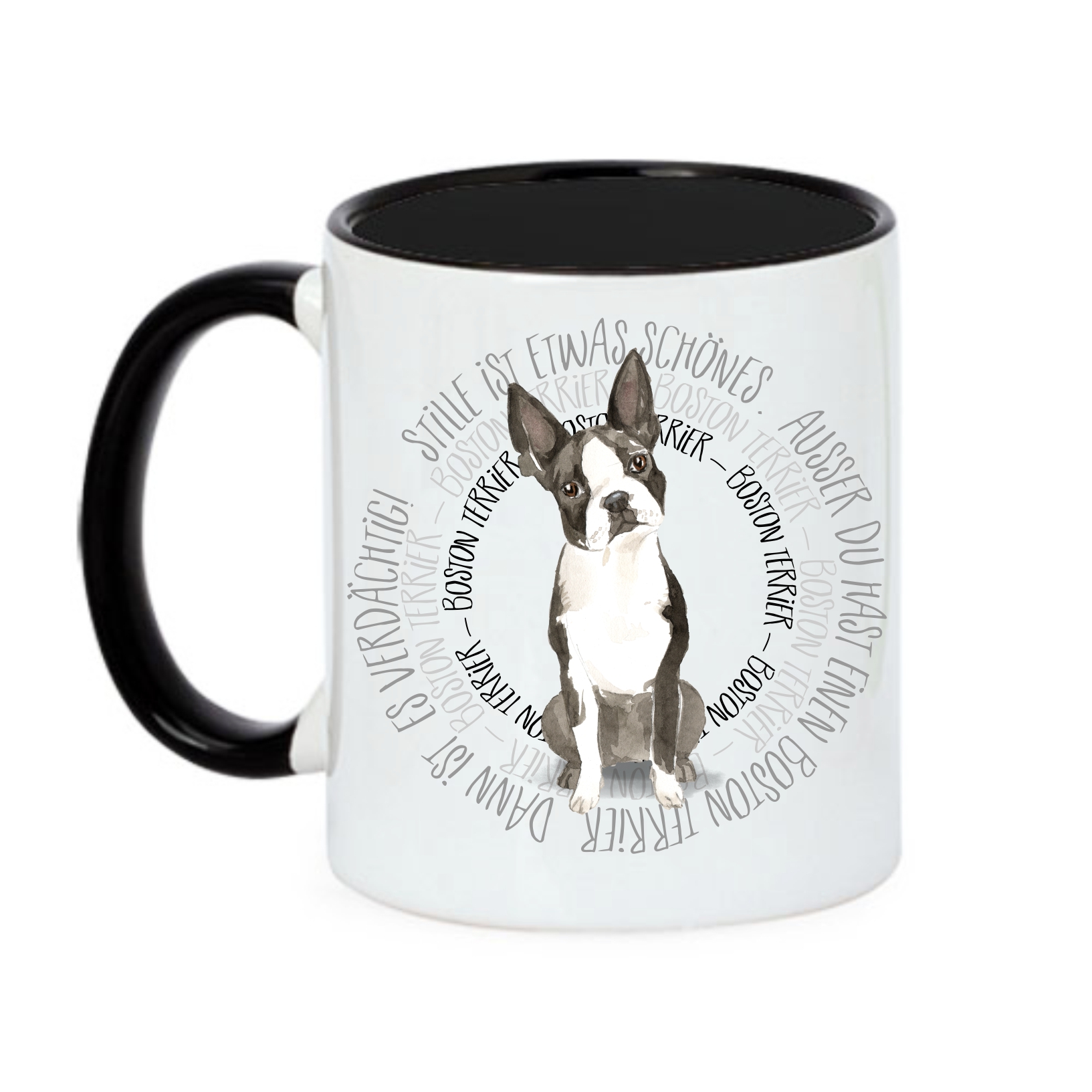 BOSTON TERRIER TASSE CIRCLE WATERCOLOUR Motiv by SIVIWONDER