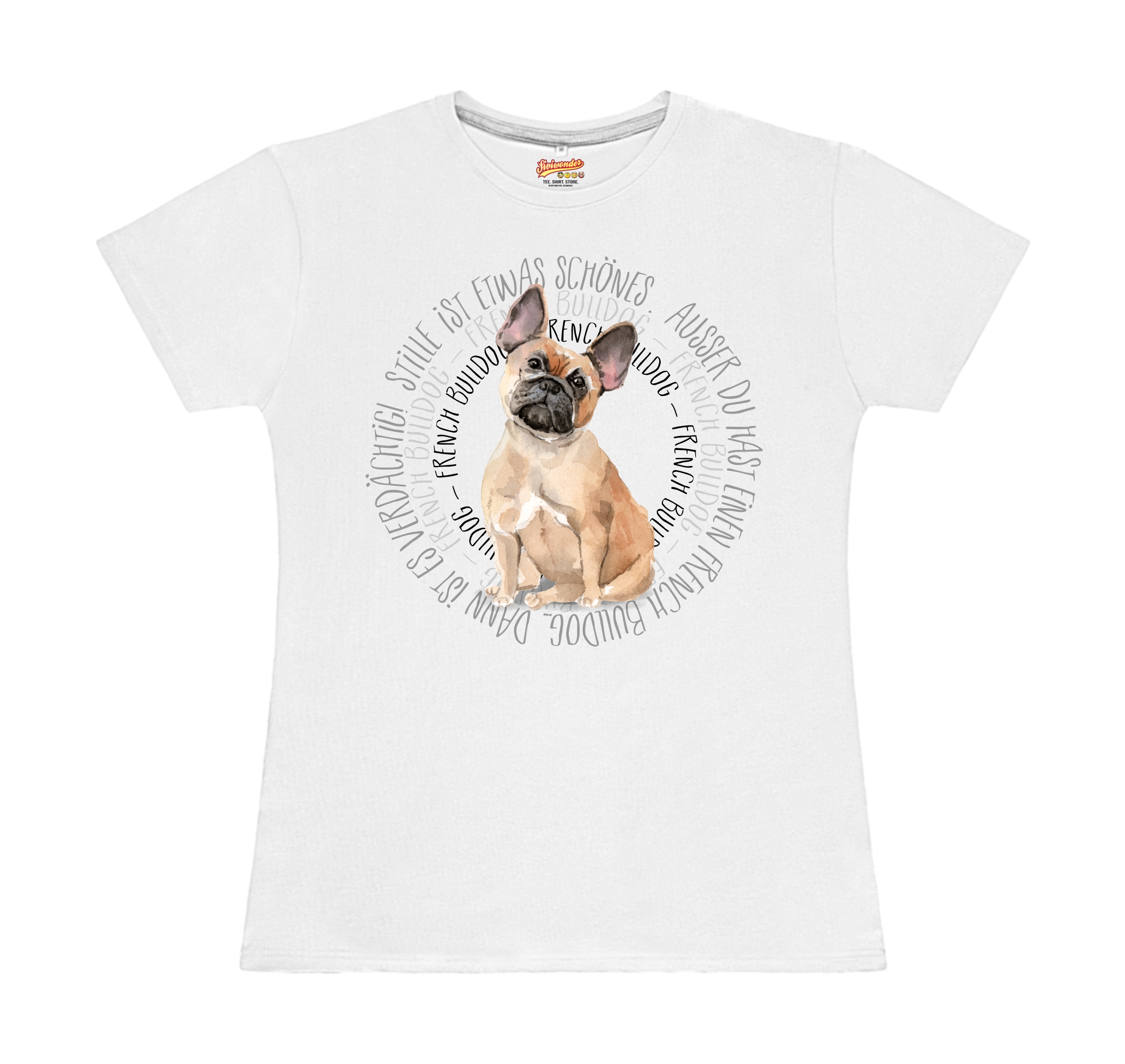 FRANZÖSISCHE BULLDOGGE DAMEN T-SHIRT CIRCLE Watercolor by SIVIWONDER