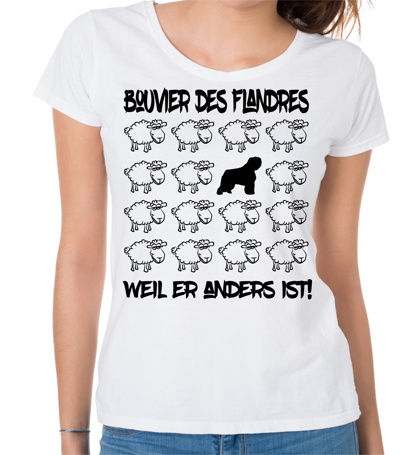 BOUVIER DES FLANDRES DAMEN T-SHIRT BLACK SHEEP by SIVIWONDER