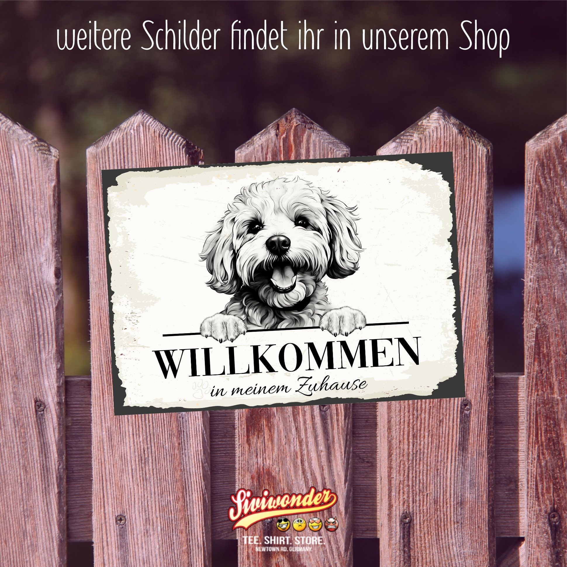 Hundeschild Willkommen Zuhause Bichon Frise Schild Achtung