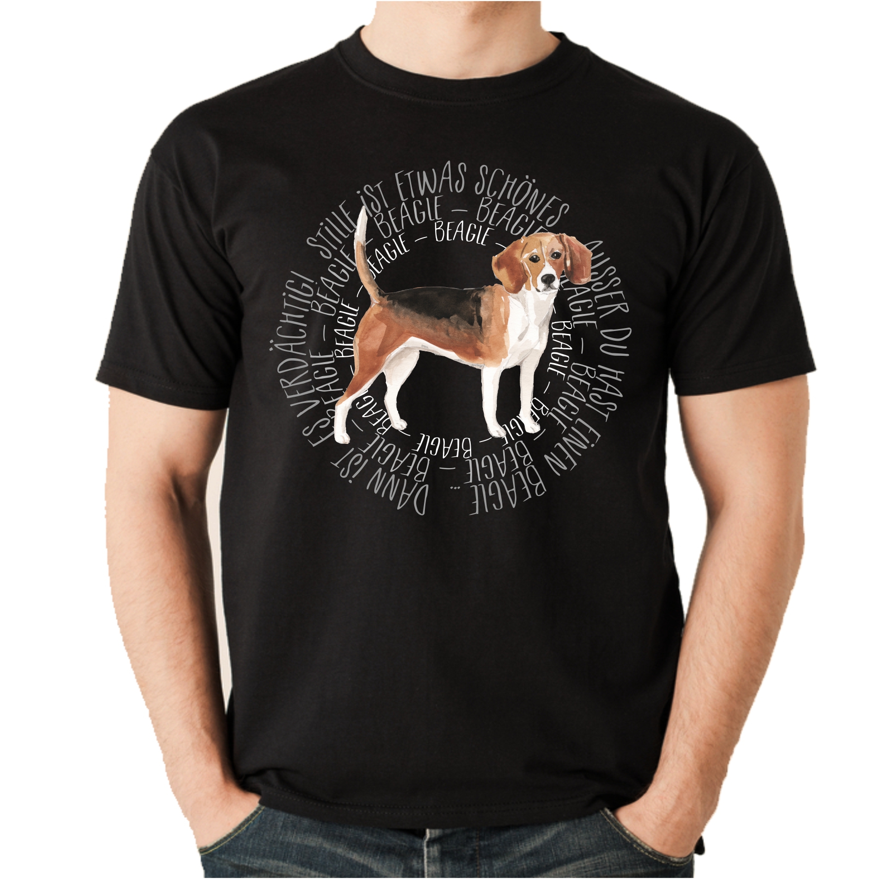 BEAGLE UNISEX T-SHIRT CIRCLE Watercolor by SIVIWONDER