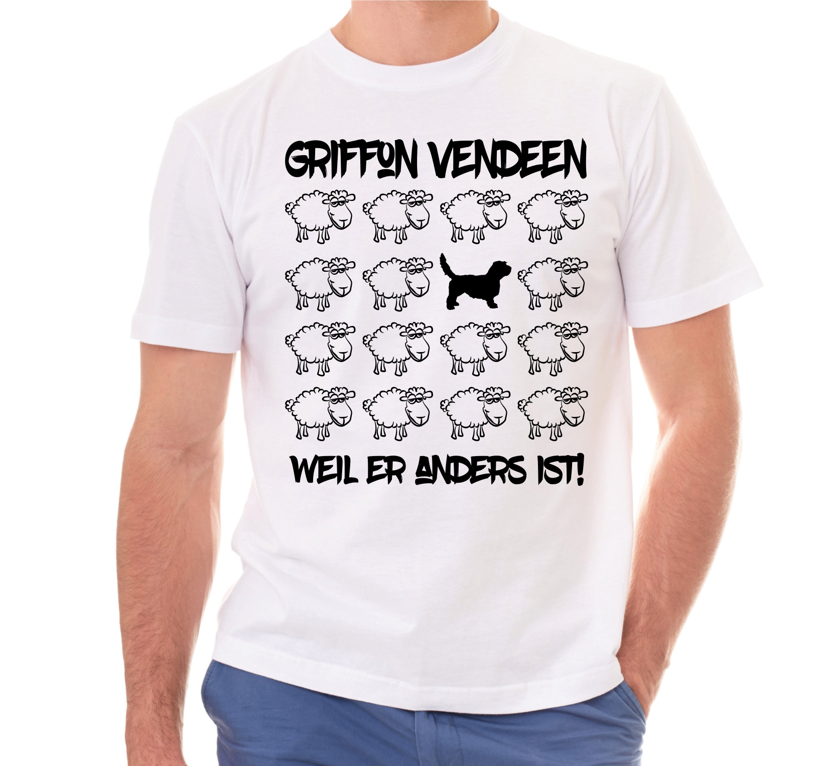 GRAND BASSET GRIFFON VENDEEN UNISEX T-SHIRT BLACK SHEEP by SIVIWONDER
