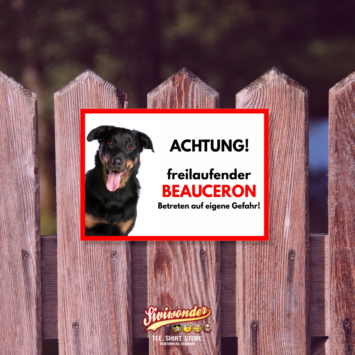 Beauceron Freilaufender Hund Dog Schild Spruch Türschild Hundeschild Warnschild