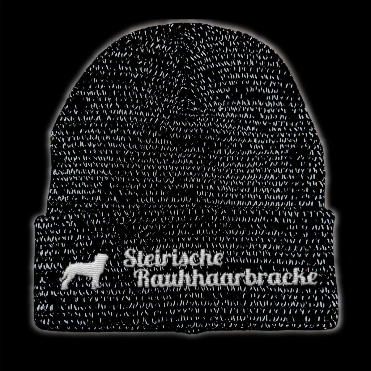 Steirische Rauhaarbracke reflektierende Mütze Stickerei Hund Winter Strickmütze reflex Beanie warm k