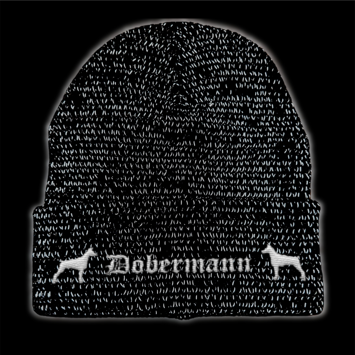 Bad Dobermann reflektierende Mütze Stickerei Hund Winter Strickmütze reflex Beanie warm