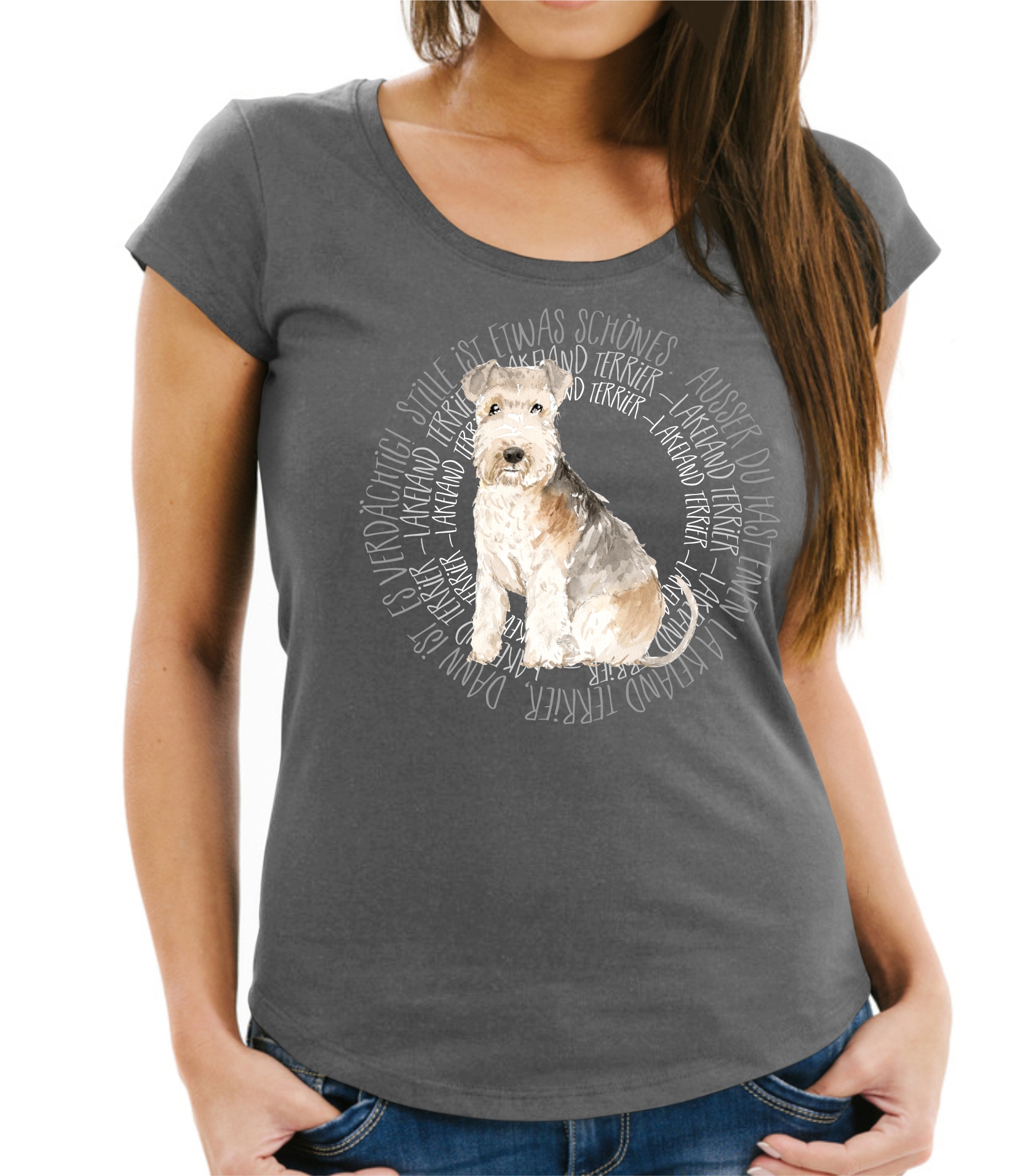 LAKELAND TERRIER DAMEN T-SHIRT CIRCLE Watercolor by SIVIWONDER
