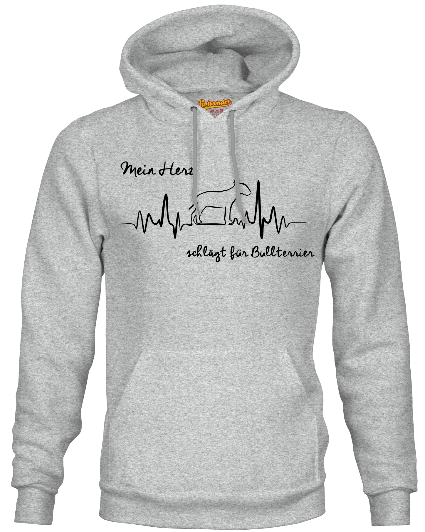 BULLTERRIER SWEATSHIRT HEARTBEAT EKG  Hund Hundemotiv Herz Hoodie Bully