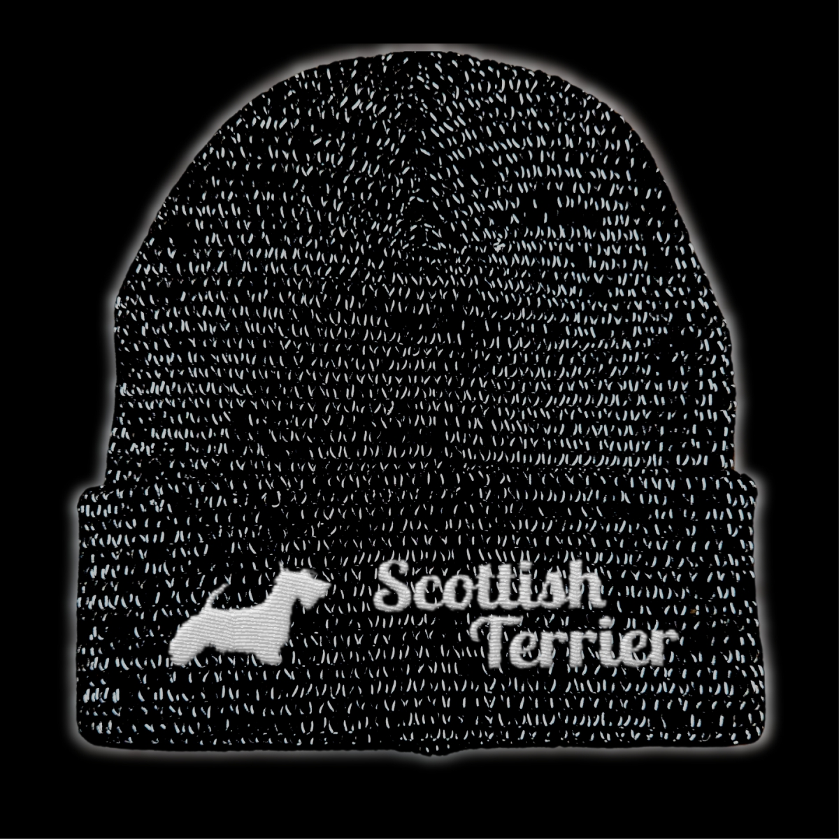 Scottish Terrier reflektierende Mütze Stickerei Hund Winter Strickmütze reflex Beanie warm kalt
