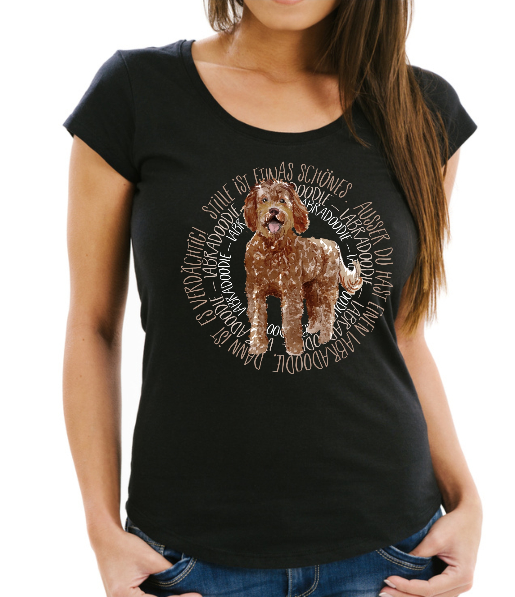 LABRADOODLE DAMEN T-SHIRT CIRCLE Watercolor by SIVIWONDER