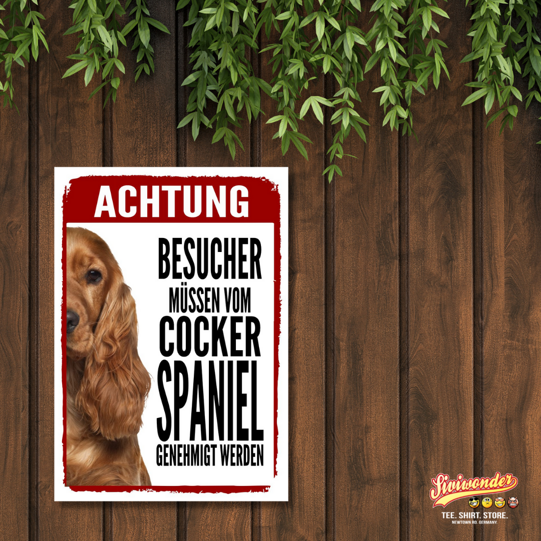 Cocker Spaniel 2 Genehmigung Dog Schild Spruch Türschild Hundeschild Warnschild