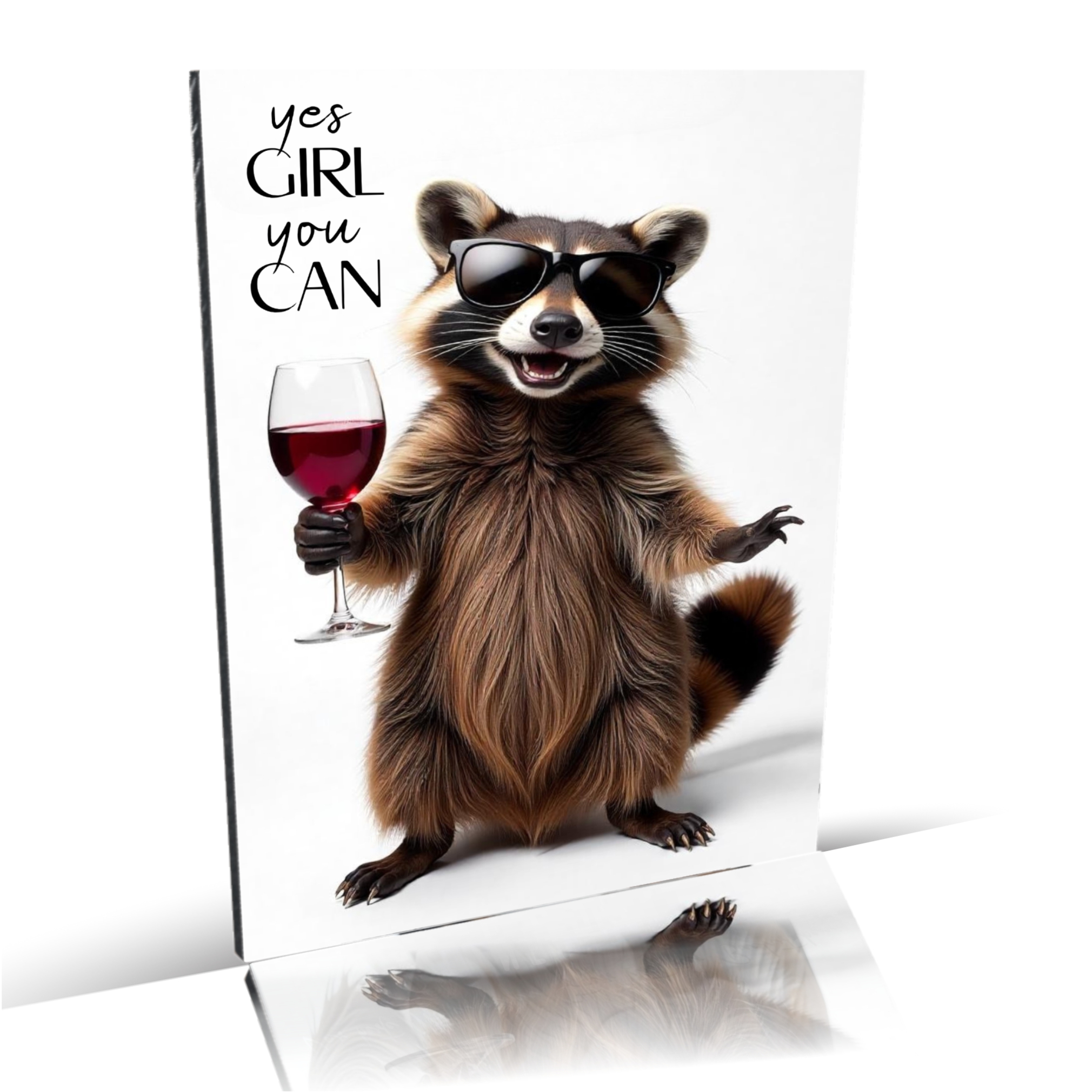 Schild Waschbär Artprint Wein Spruch Deko Wanddekor Geschenkidee Quotes Weinliebhaber Racoon