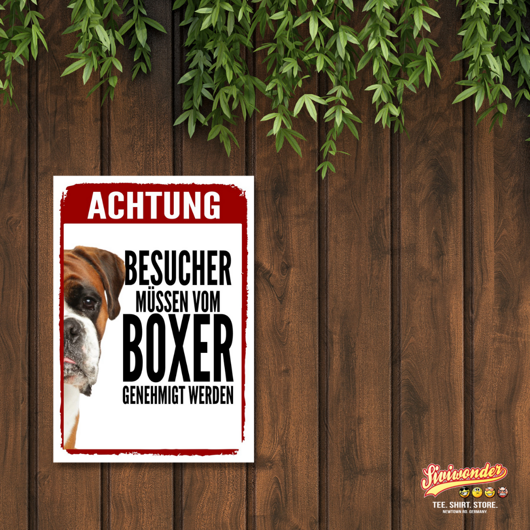 Boxer Genehmigung Dog Schild Spruch Türschild Hundeschild Warnschild