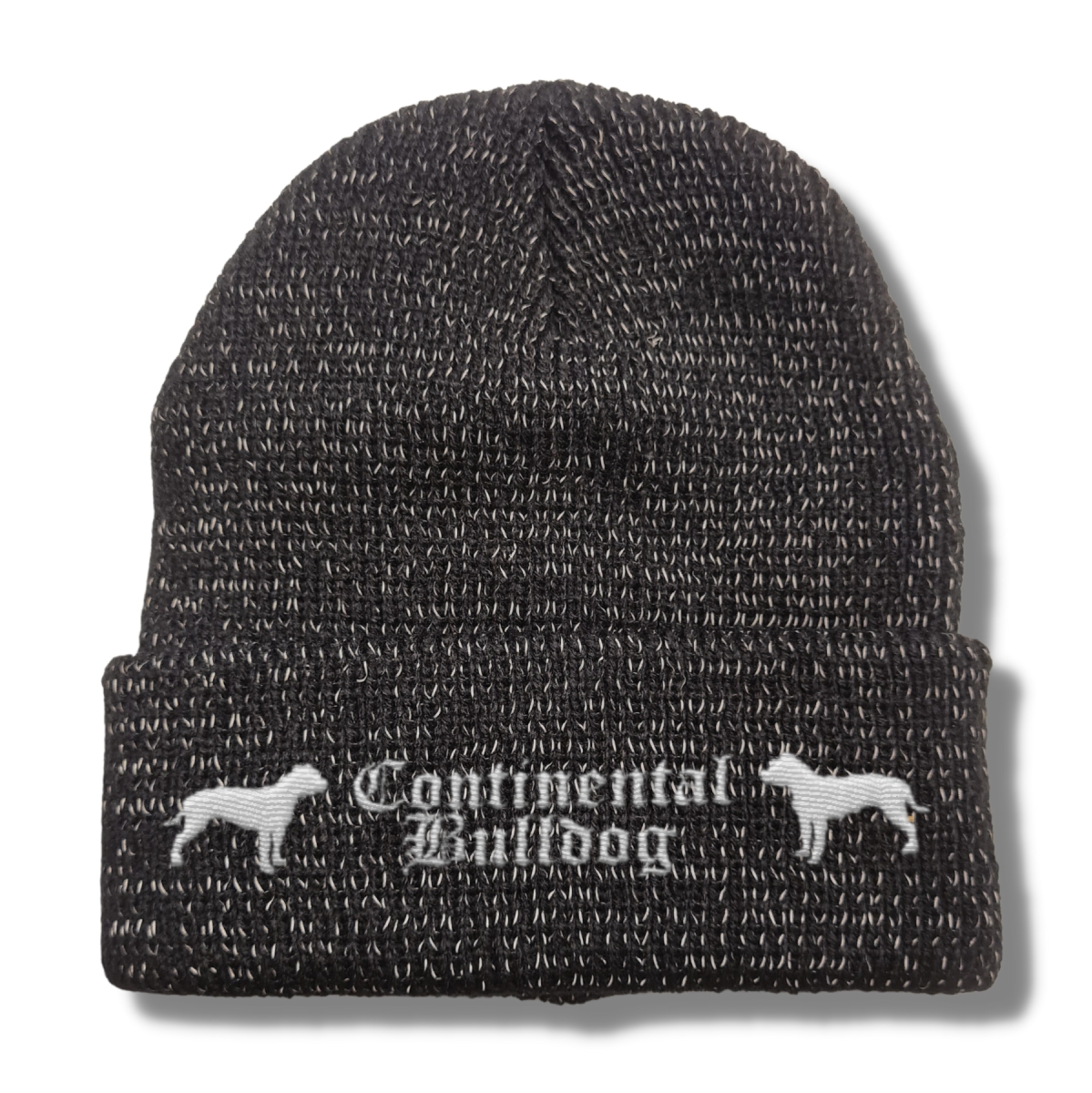 Bad Continental Bulldog reflektierende Mütze Stickerei Hund Winter Strickmütze reflex Beanie warm