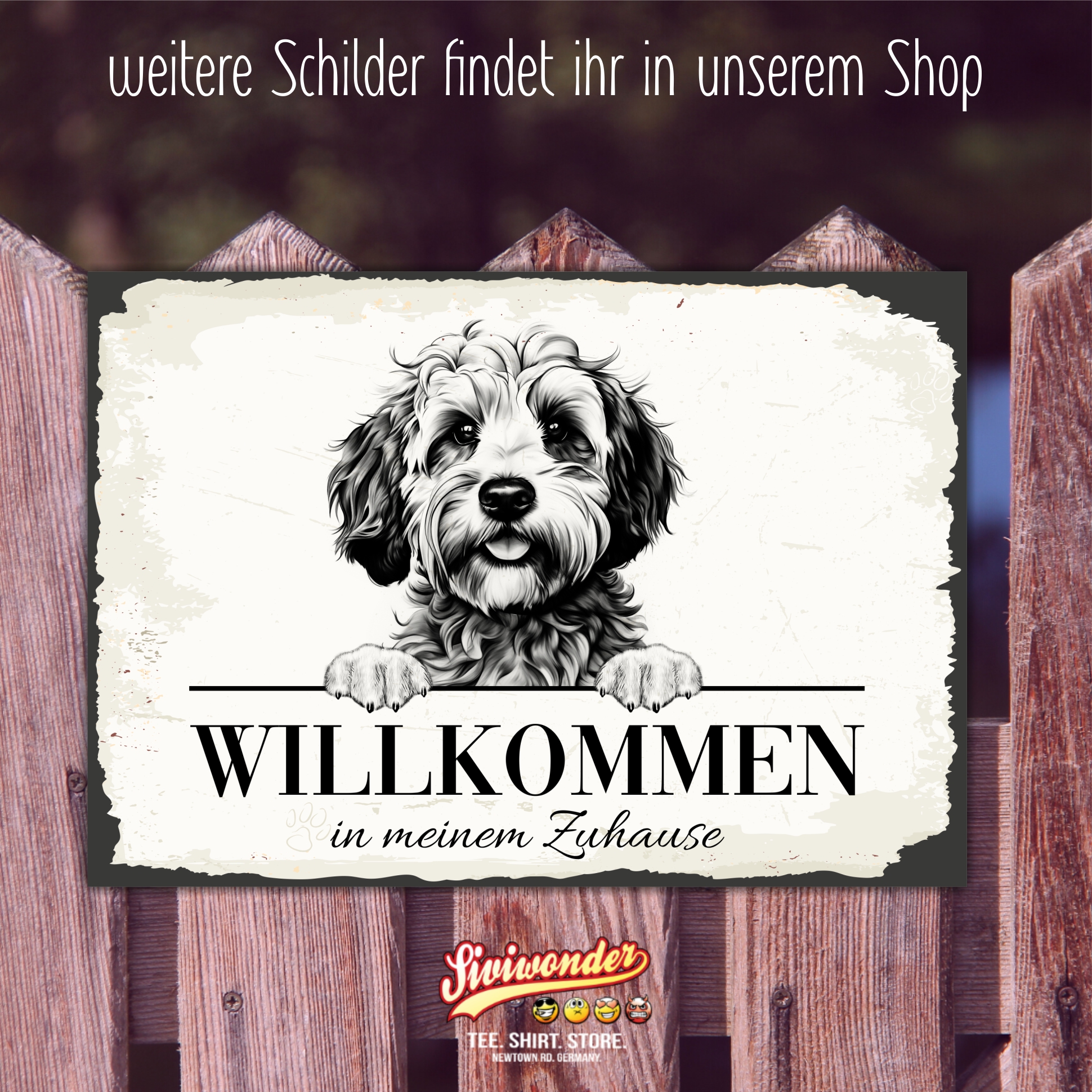 Hundeschild Willkommen Zuhause Cavapoo Schild Achtung Spruch