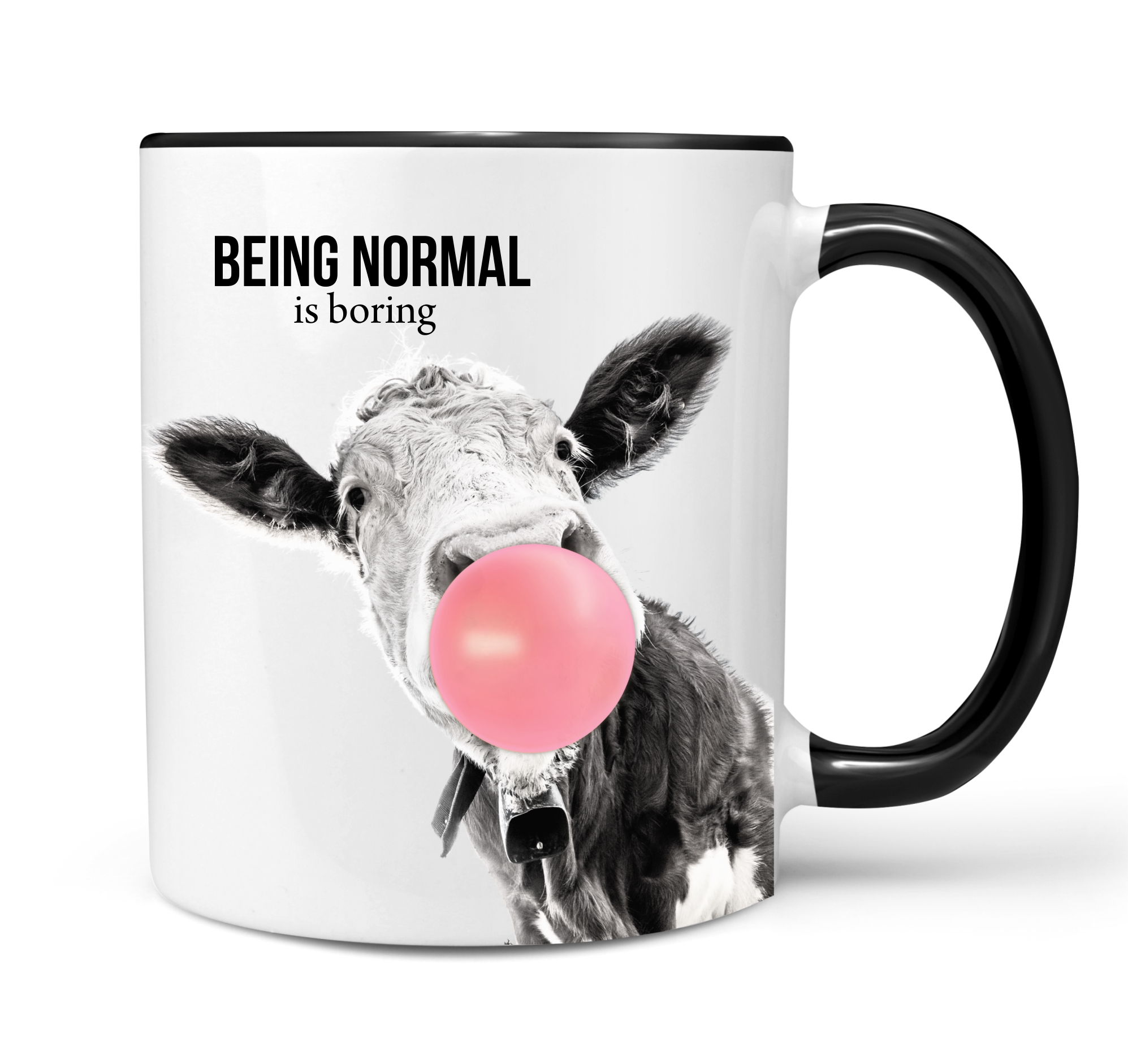 Tasse Kuh Bubble Büro Bürotasse nicht normal  Kaffee lustig Kaffeebecher Design Spruch