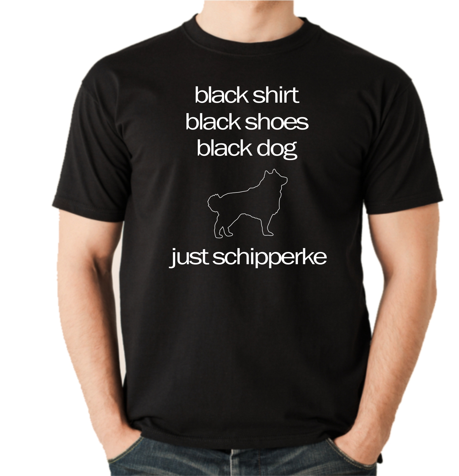 Schipperke Unisex T-Shirt Hundemotiv Spitzke Spitske Spits Kleiner Schäferhund