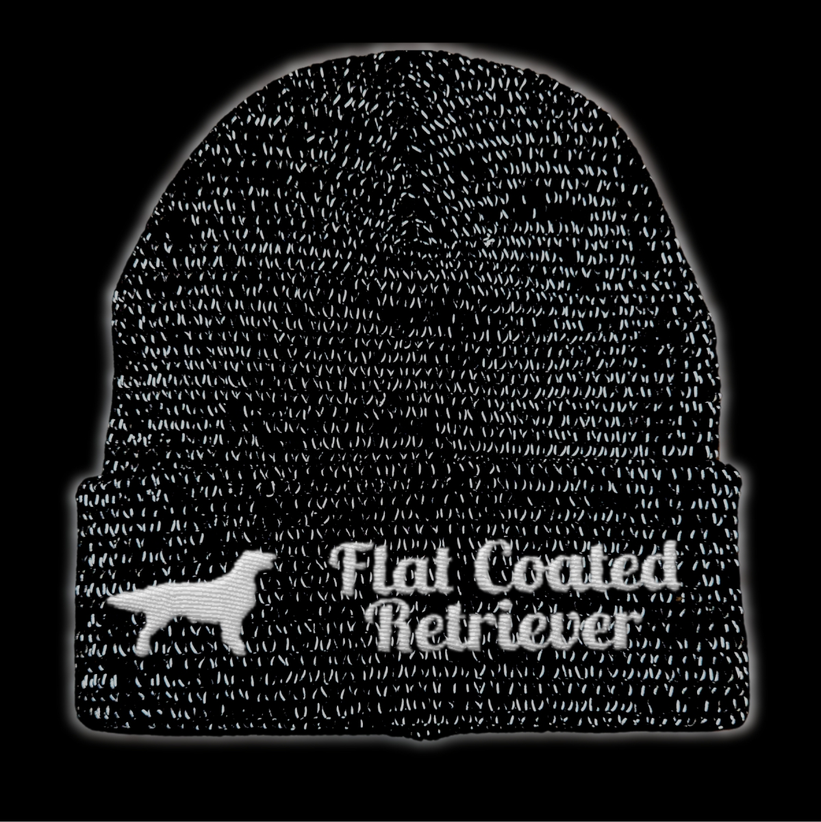 Flat Coated Retriever reflektierende Mütze Stickerei Hund Winter Strickmütze reflex Beanie warm