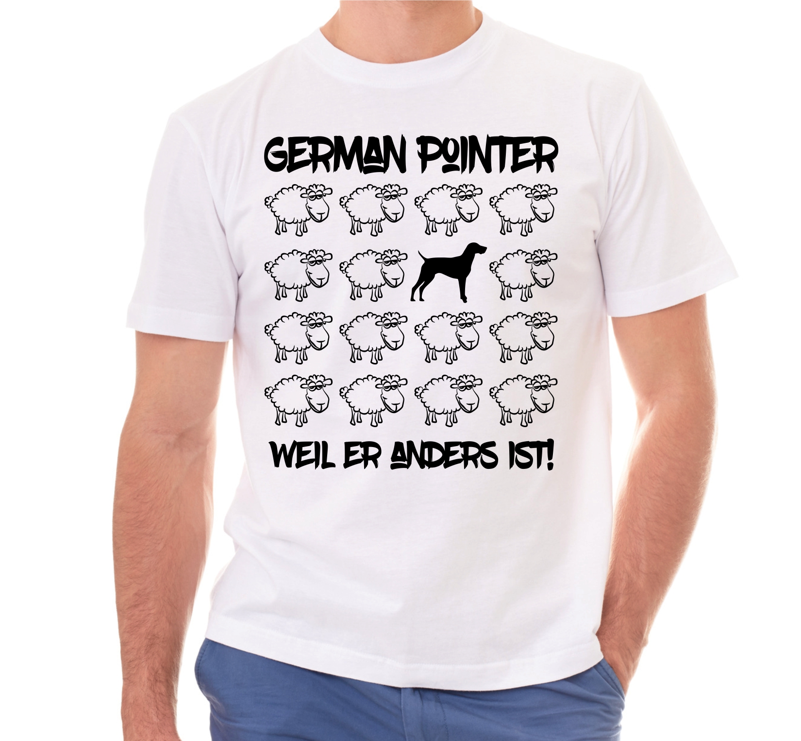 GERMAN POINTER UNISEX T-SHIRT BLACK SHEEP by SIVIWONDER