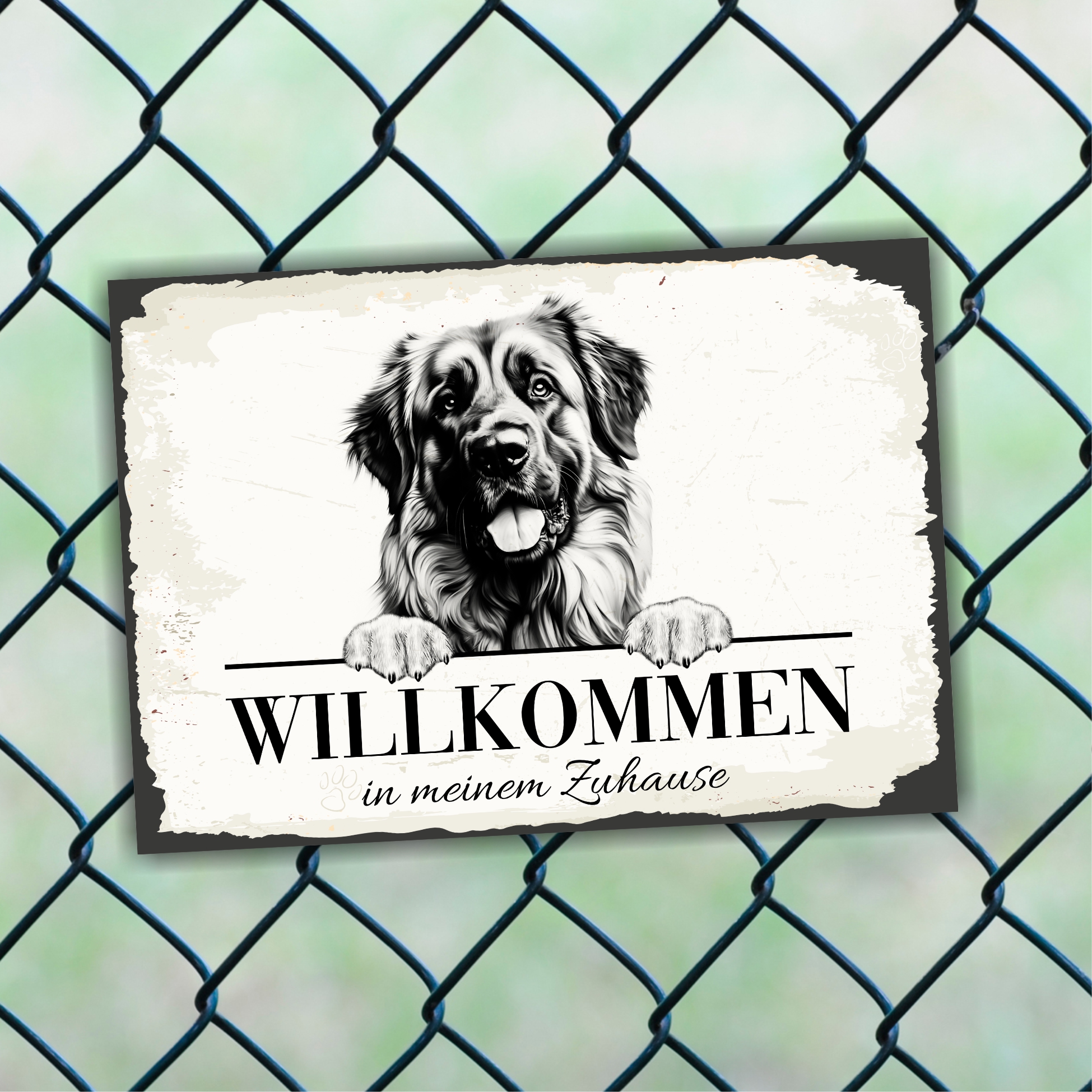 Hundeschild Willkommen Zuhause  Leonberger Leo Schild Achtung Spruch