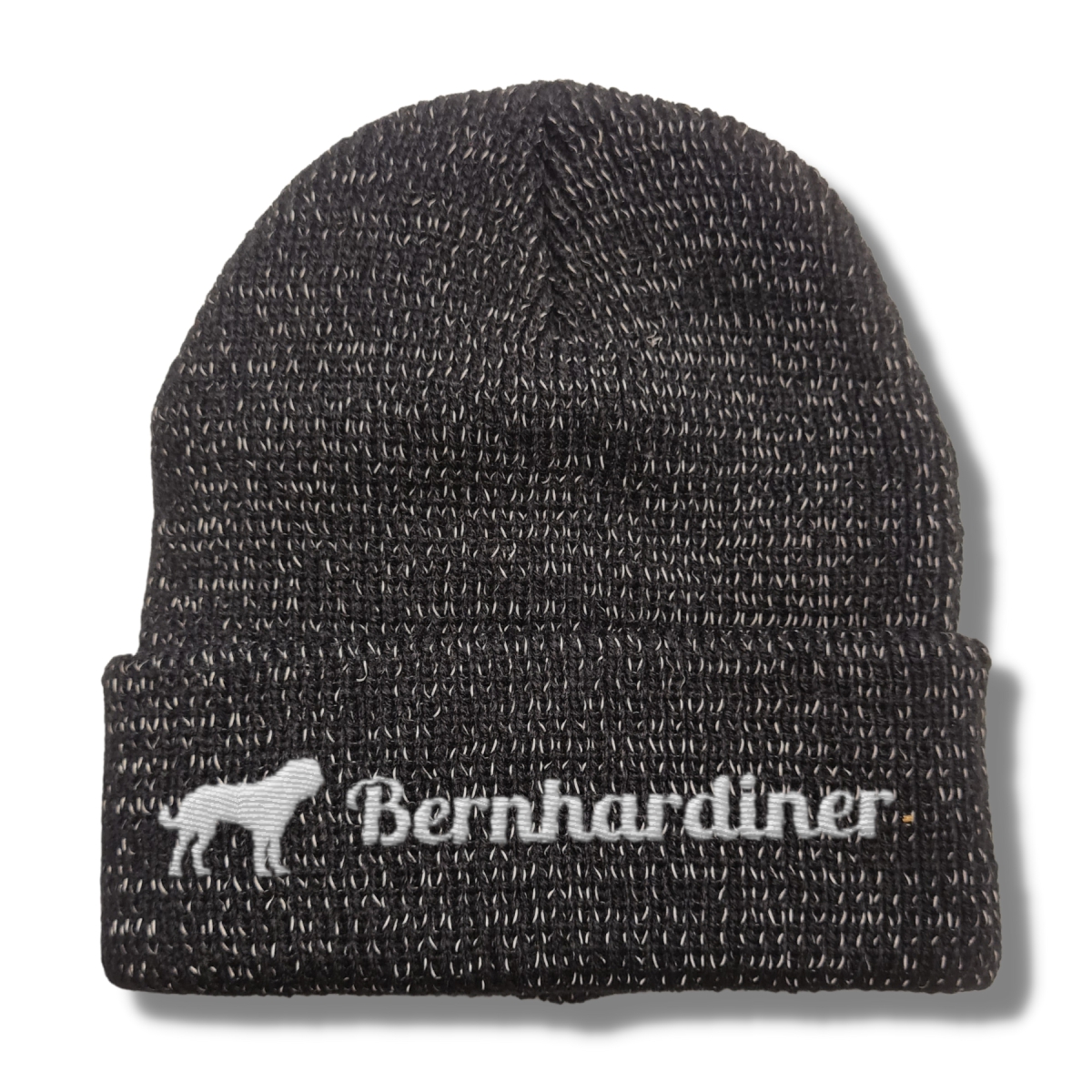 Bernhardiner reflektierende Mütze Stickerei Hund Winter Strickmütze reflex Beanie warm