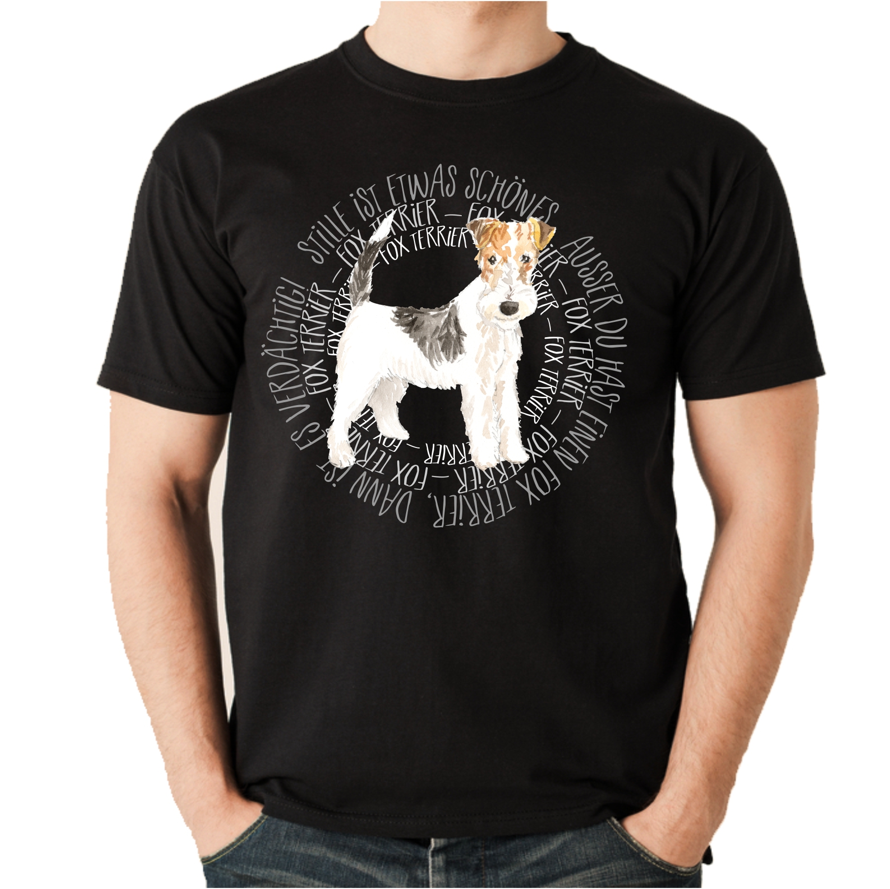 FOXTERRIER UNISEX T-SHIRT CIRCLE Watercolor by SIVIWONDER